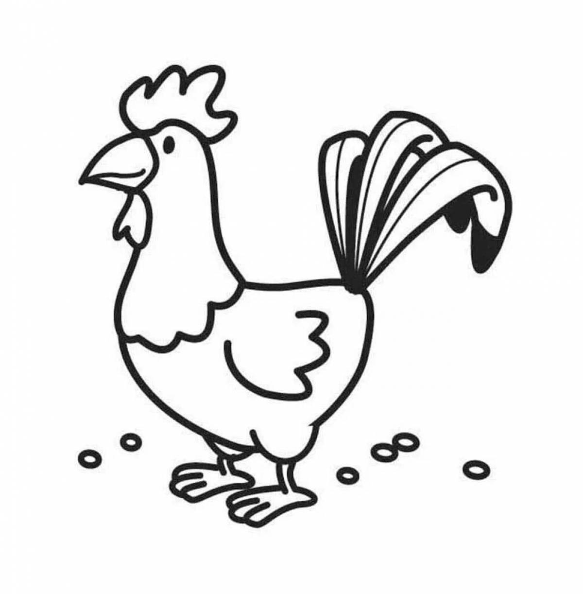 Colouring the nice rooster for kids