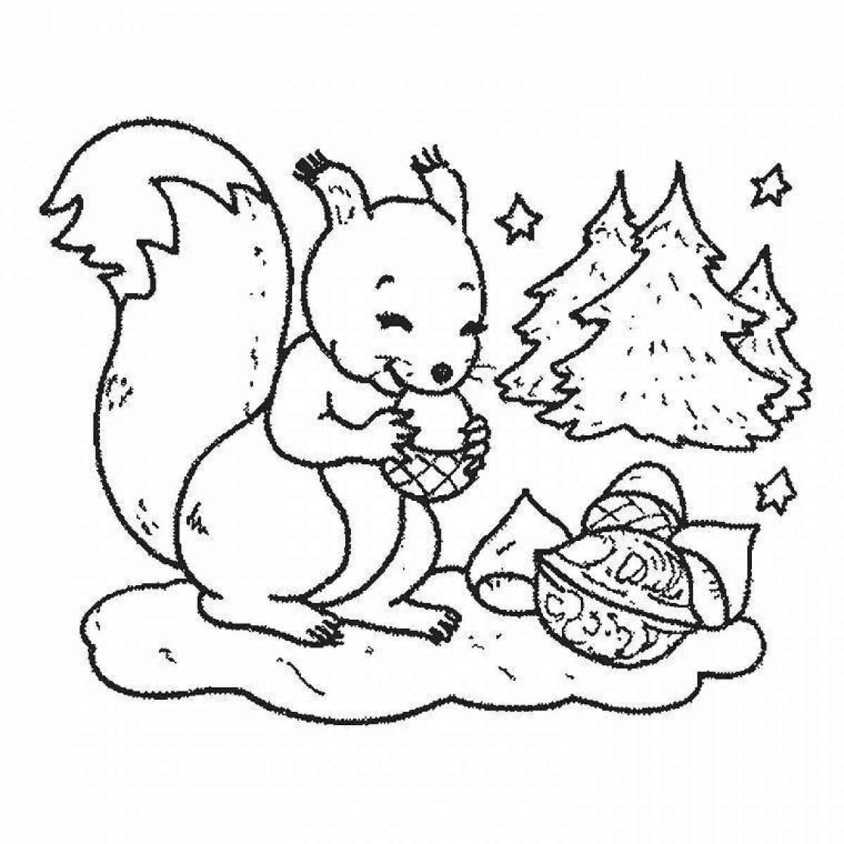 Tempting animal coloring pages for kids in winter