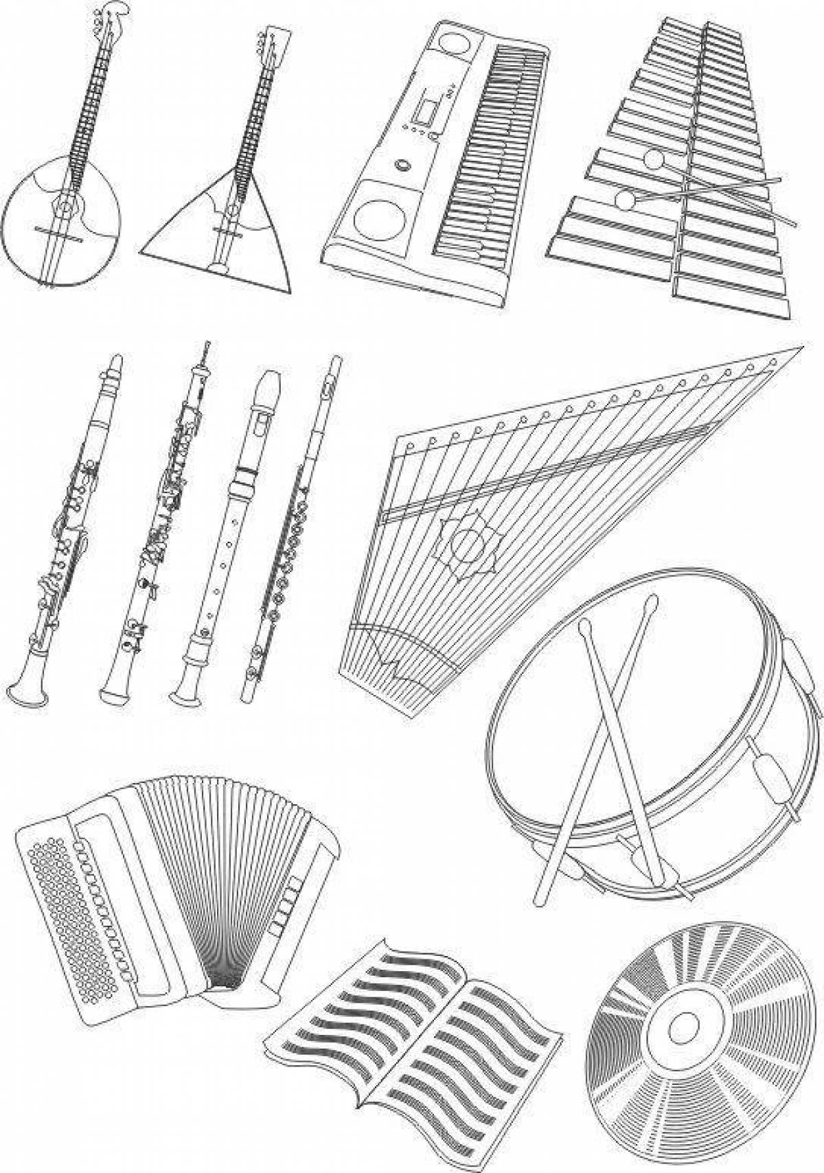 Coloring page charming Russian folk musical instruments