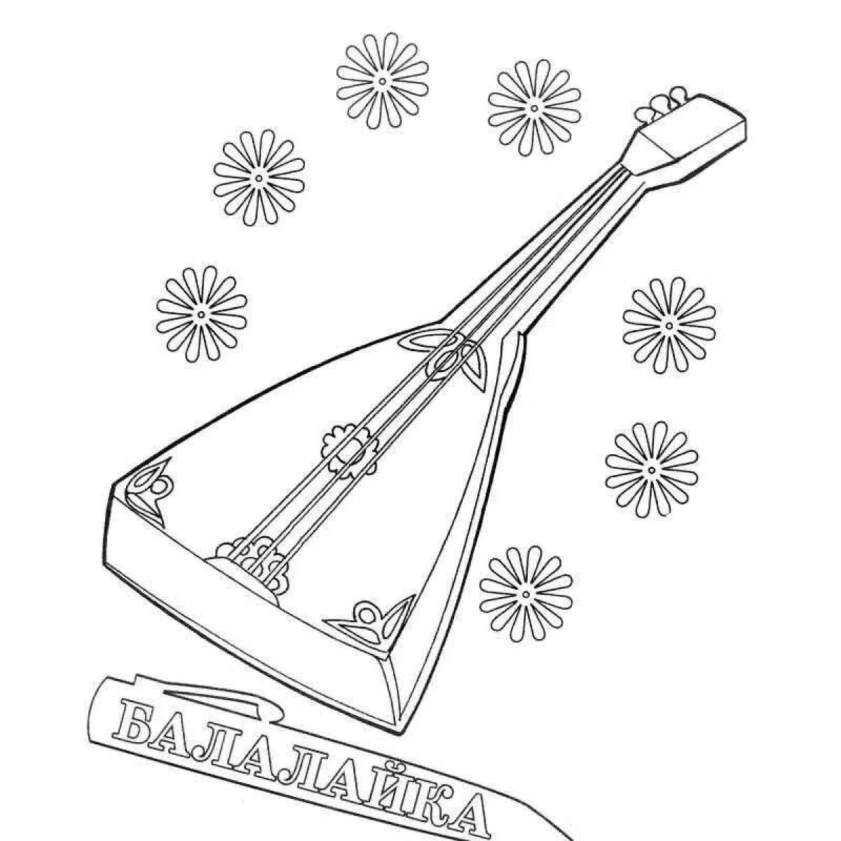 Coloring page funny Russian folk musical instruments