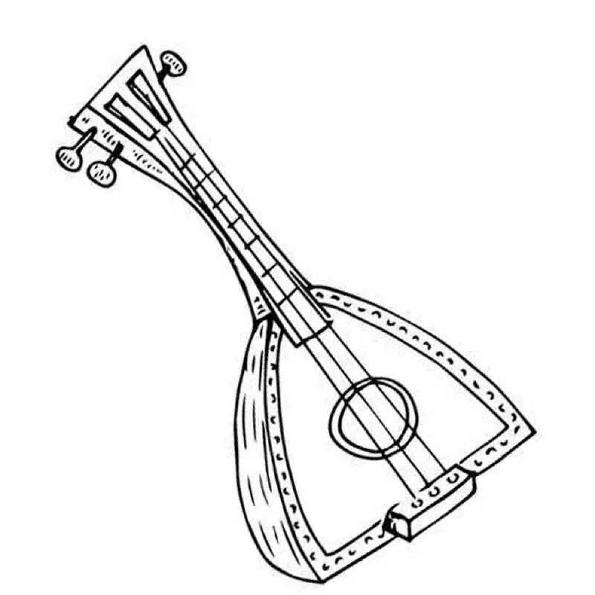 Coloring page inviting Russian folk musical instruments