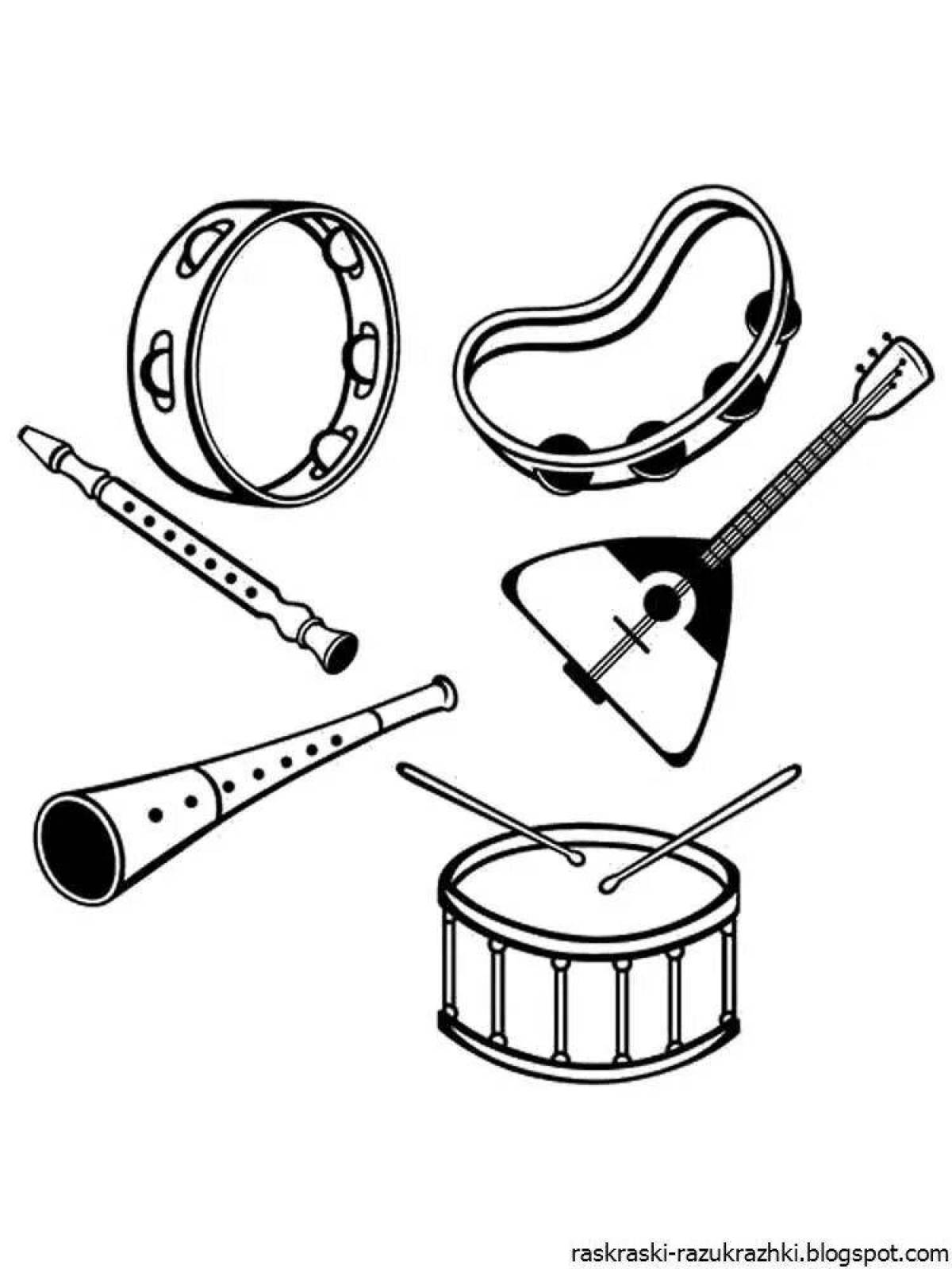 Coloring page amazing russian folk musical instruments