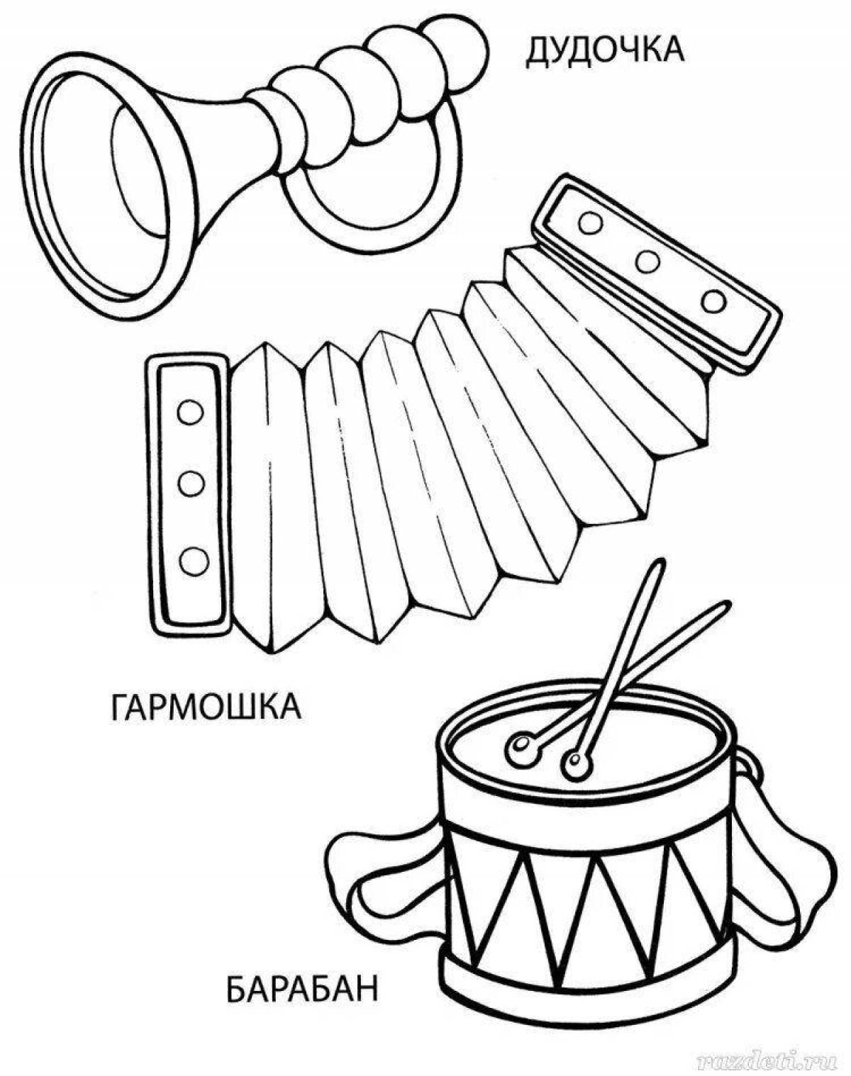 Coloring page unique Russian folk musical instruments