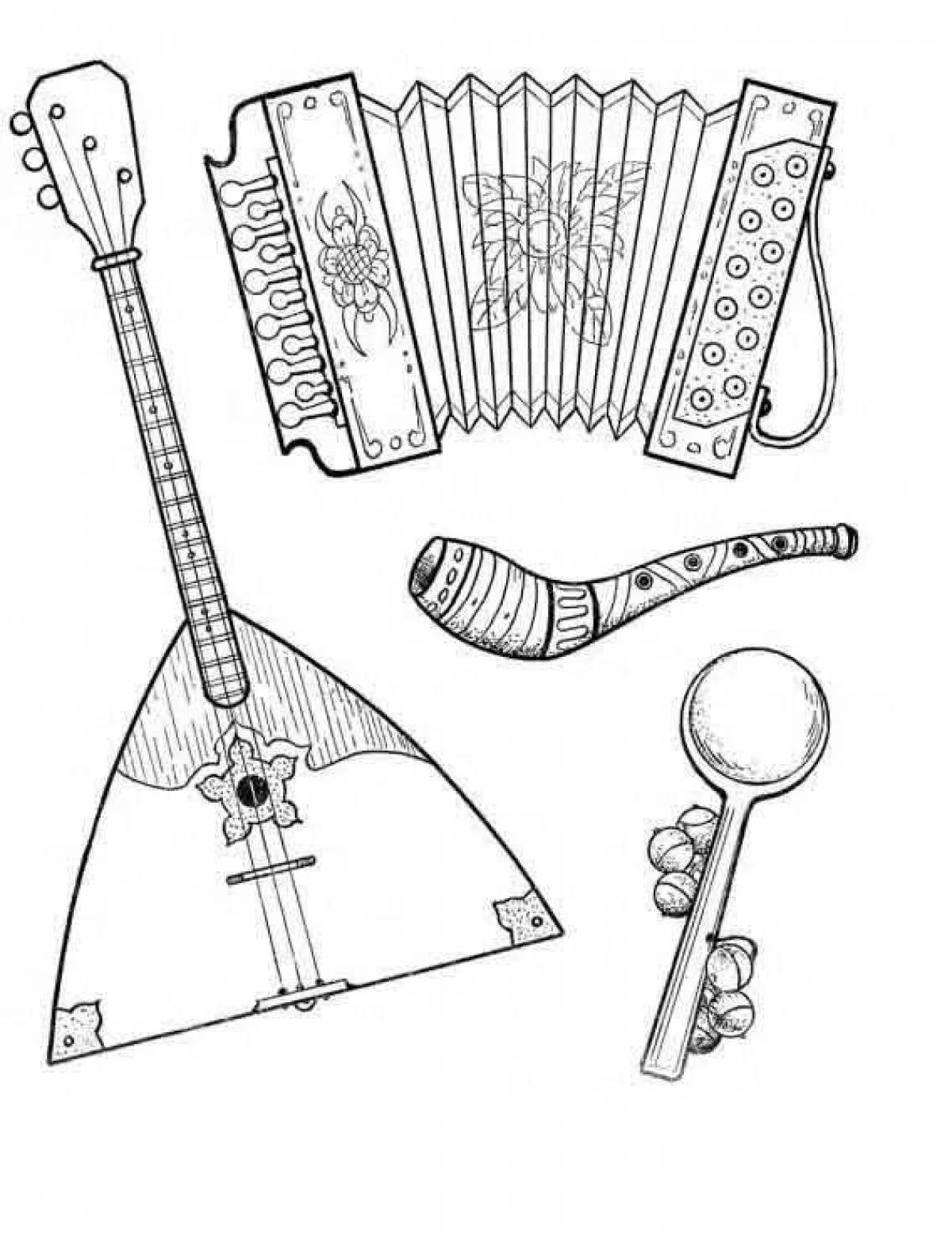 Coloring page dazzling Russian folk musical instruments