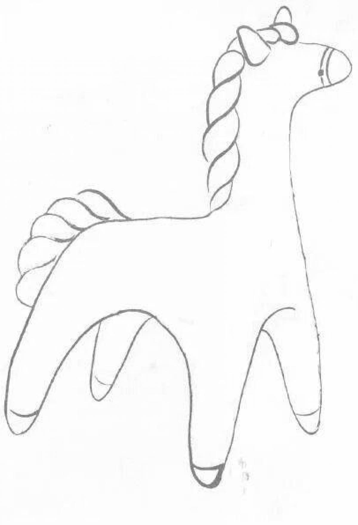 Креативная дымковская лошадь раскраска для детей