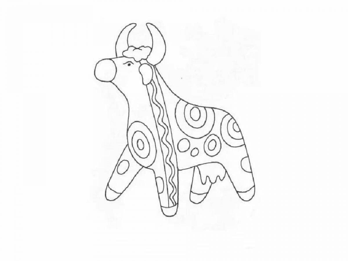 Причудливая дымковская лошадь раскраски для детей