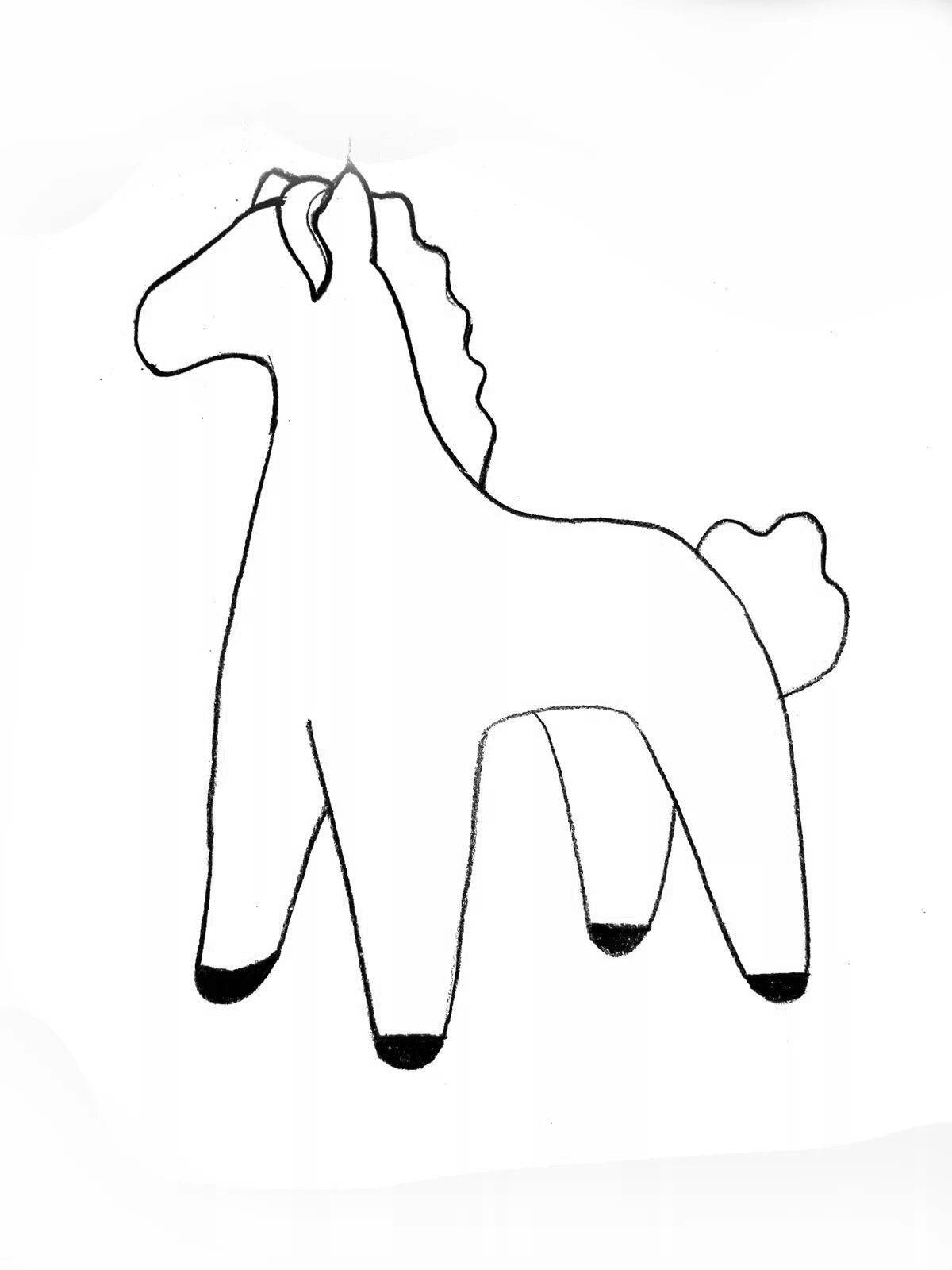 Комплекс дымковская лошадь раскраска для детей