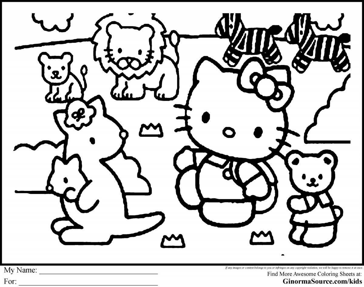 Веселая раскраска hello kitty и ее друзья