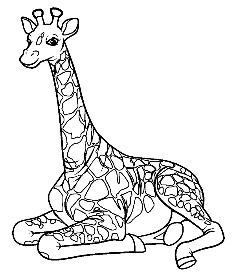 Раскраска очаровательный жираф для детей