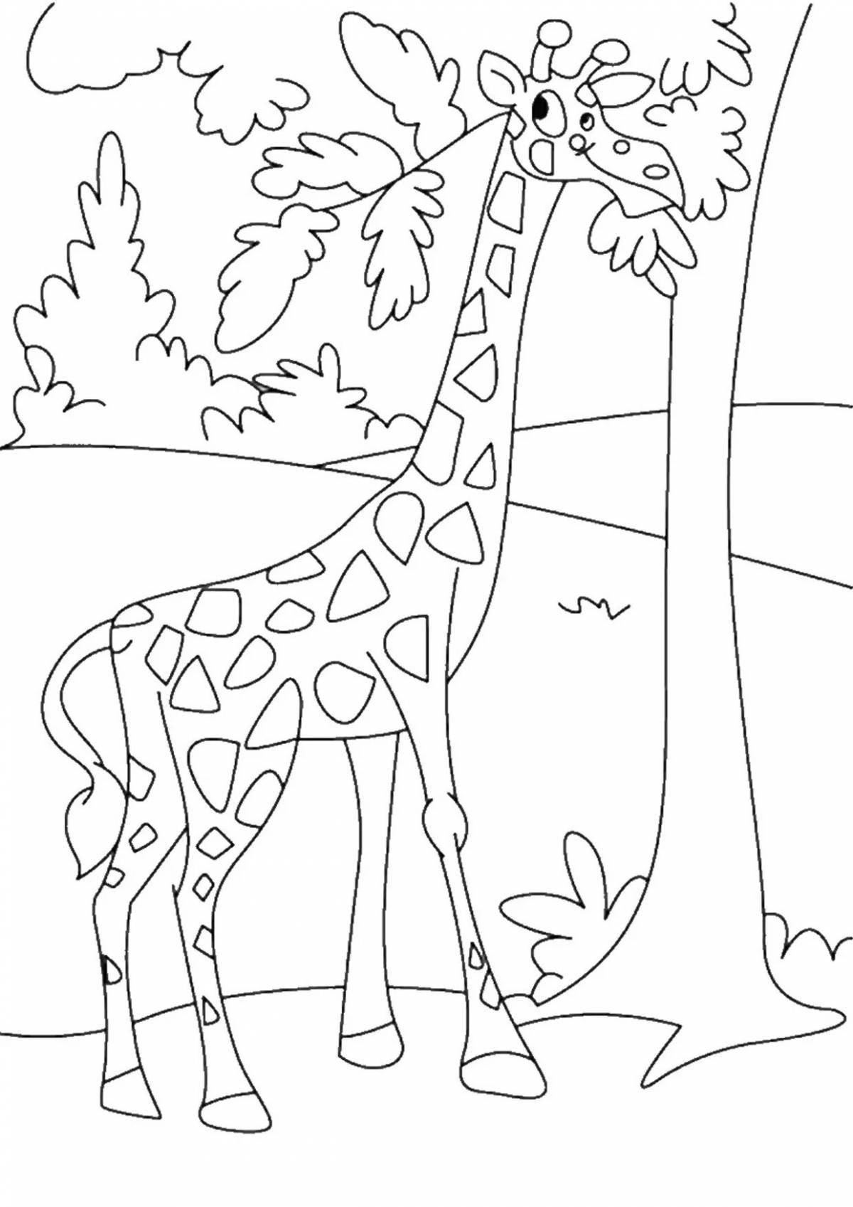 Glowing Giraffe Coloring Page for Babies