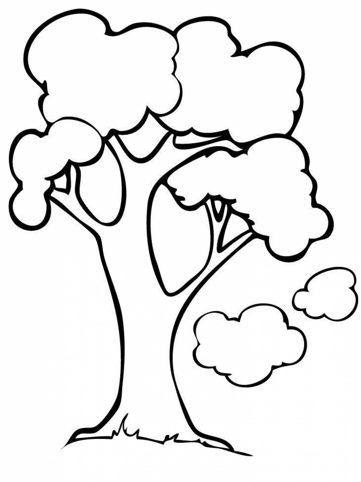 Игривая страница раскраски деревьев для детей