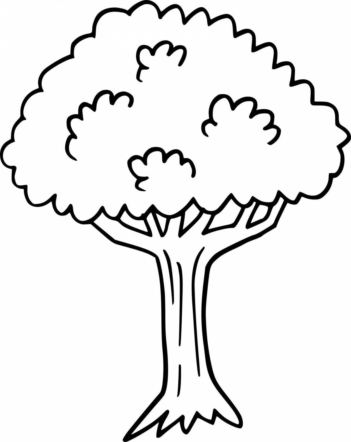 Colorful doodle tree coloring page for kids