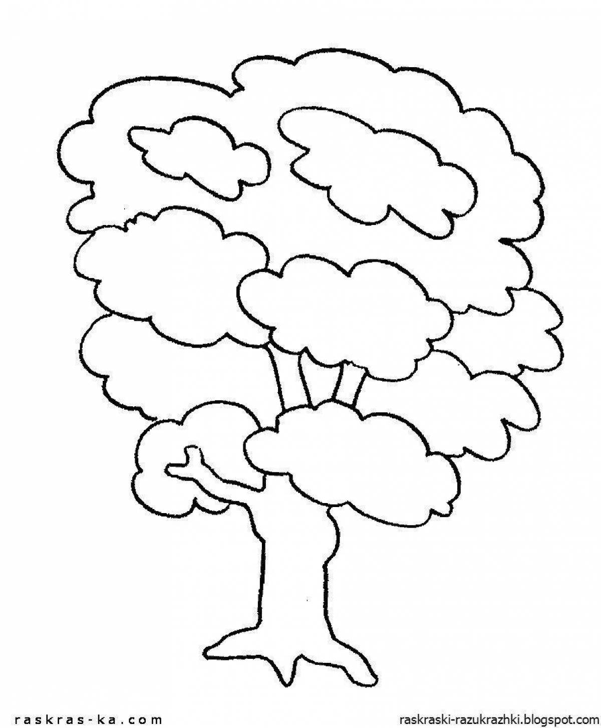 Colorful tree coloring book for kids