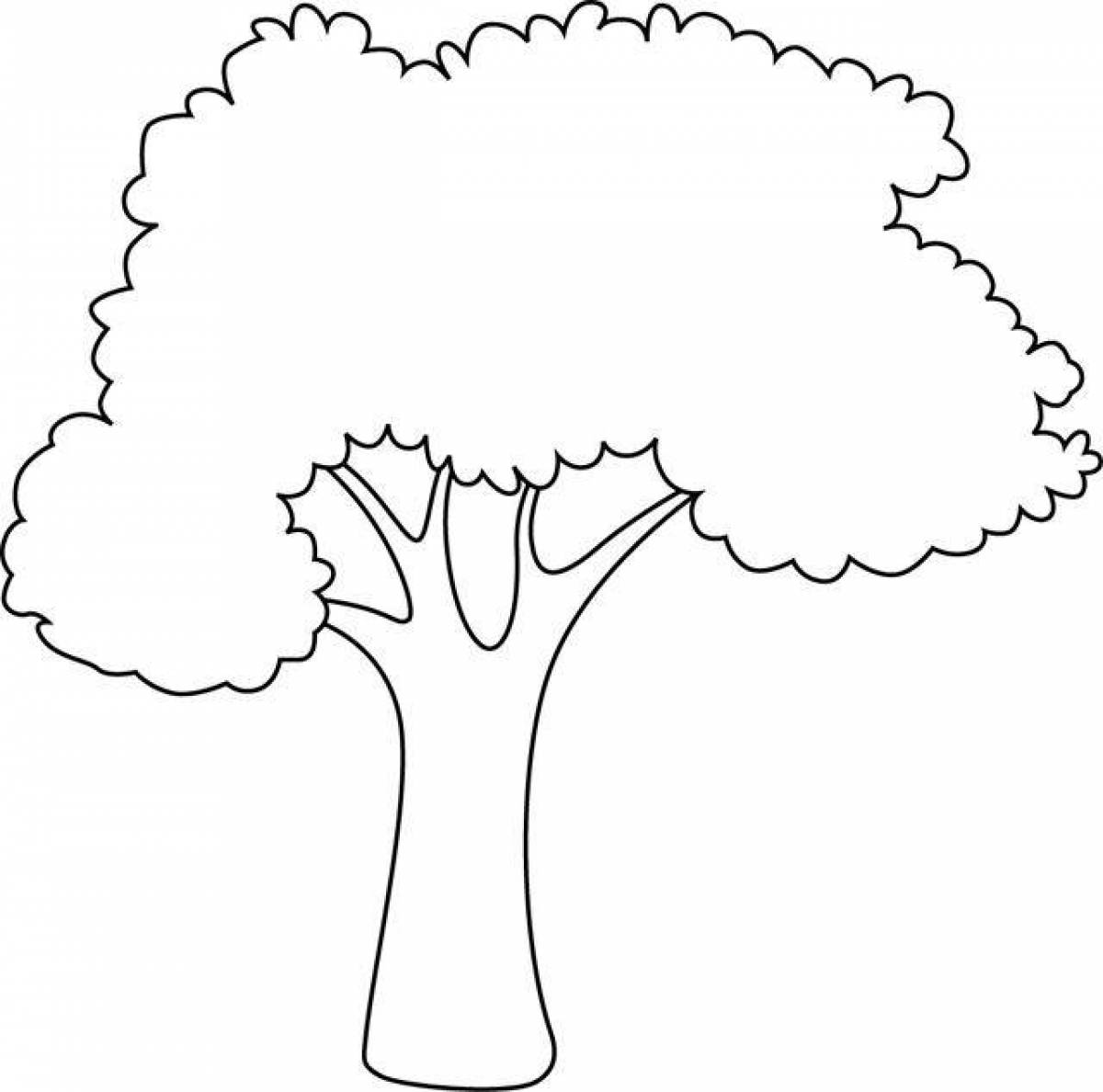 Colorful scene tree coloring page for kids