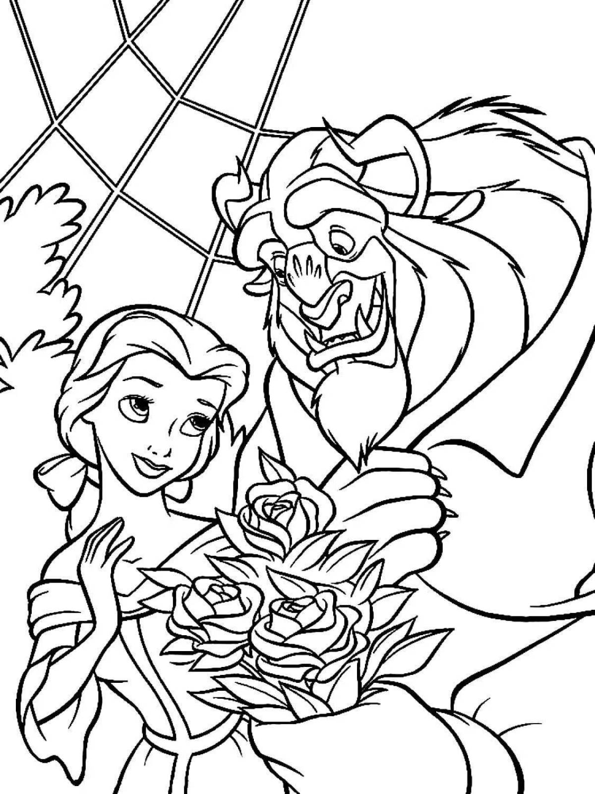 Adorable beauty and the beast coloring pages for kids