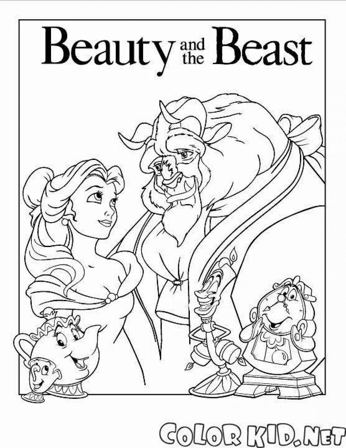 Gorgeous beauty and the beast coloring pages for kids