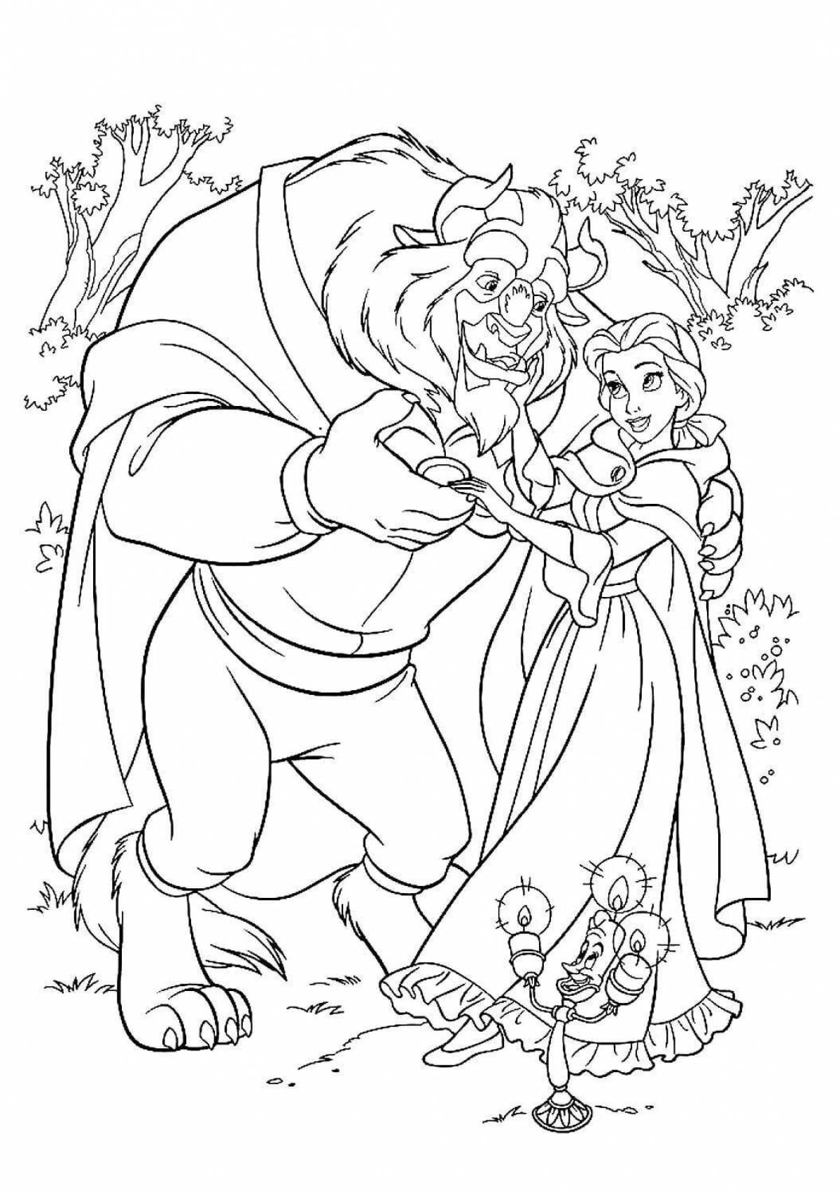 Amazing beauty and the beast coloring pages for kids