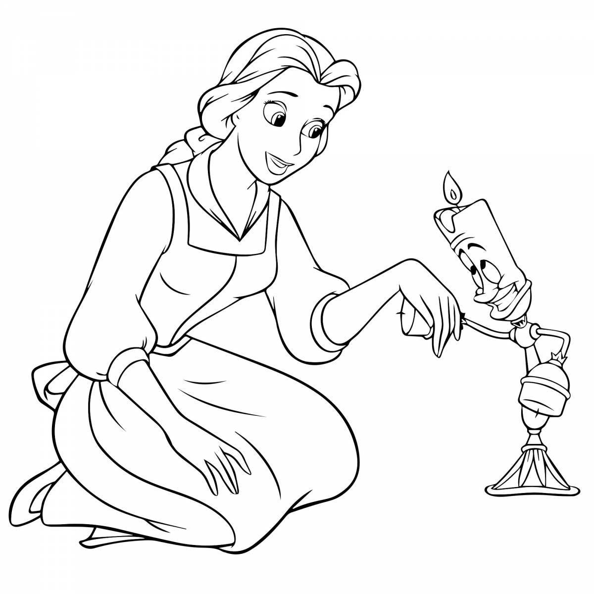 Cute beauty and the beast coloring pages for kids