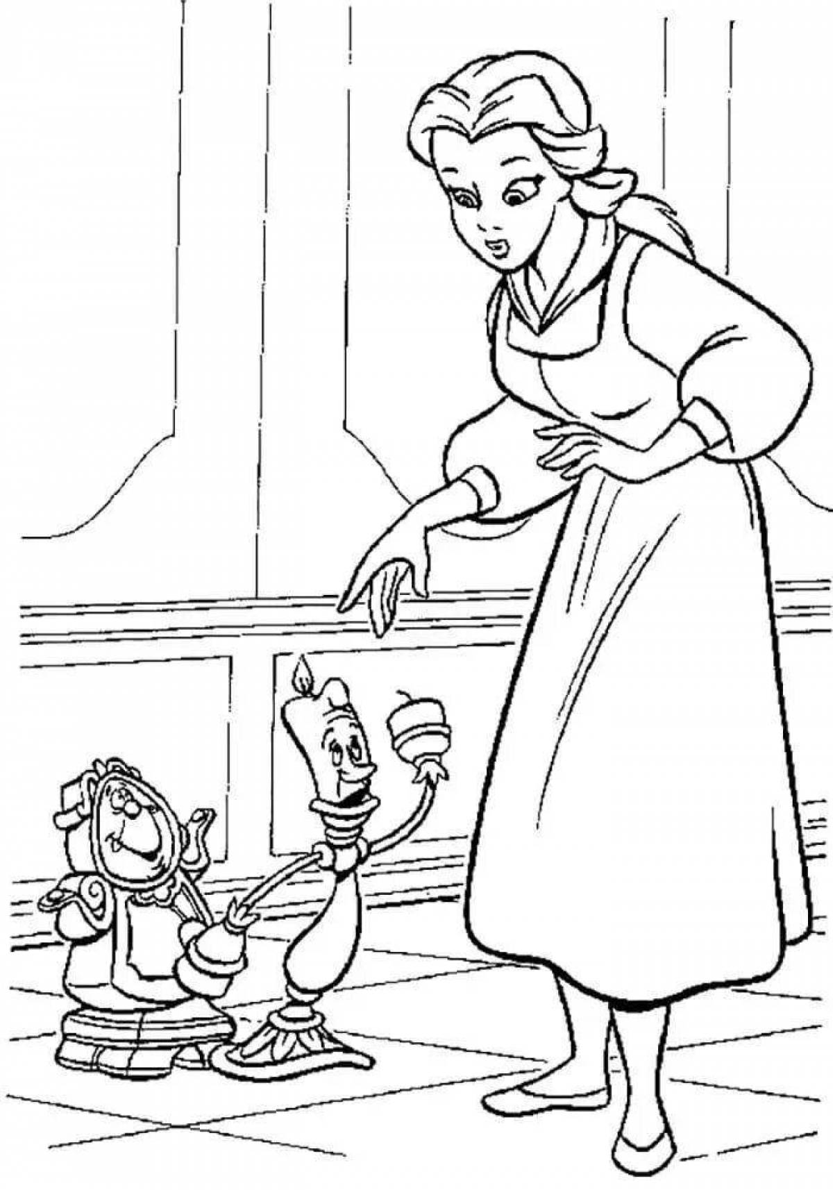 Gorgeous beauty and the beast coloring pages for kids