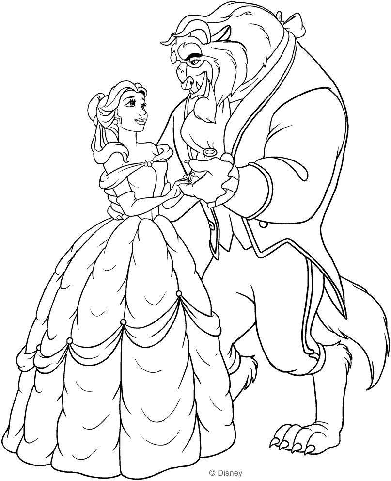 Glorious beauty and the beast coloring pages for kids