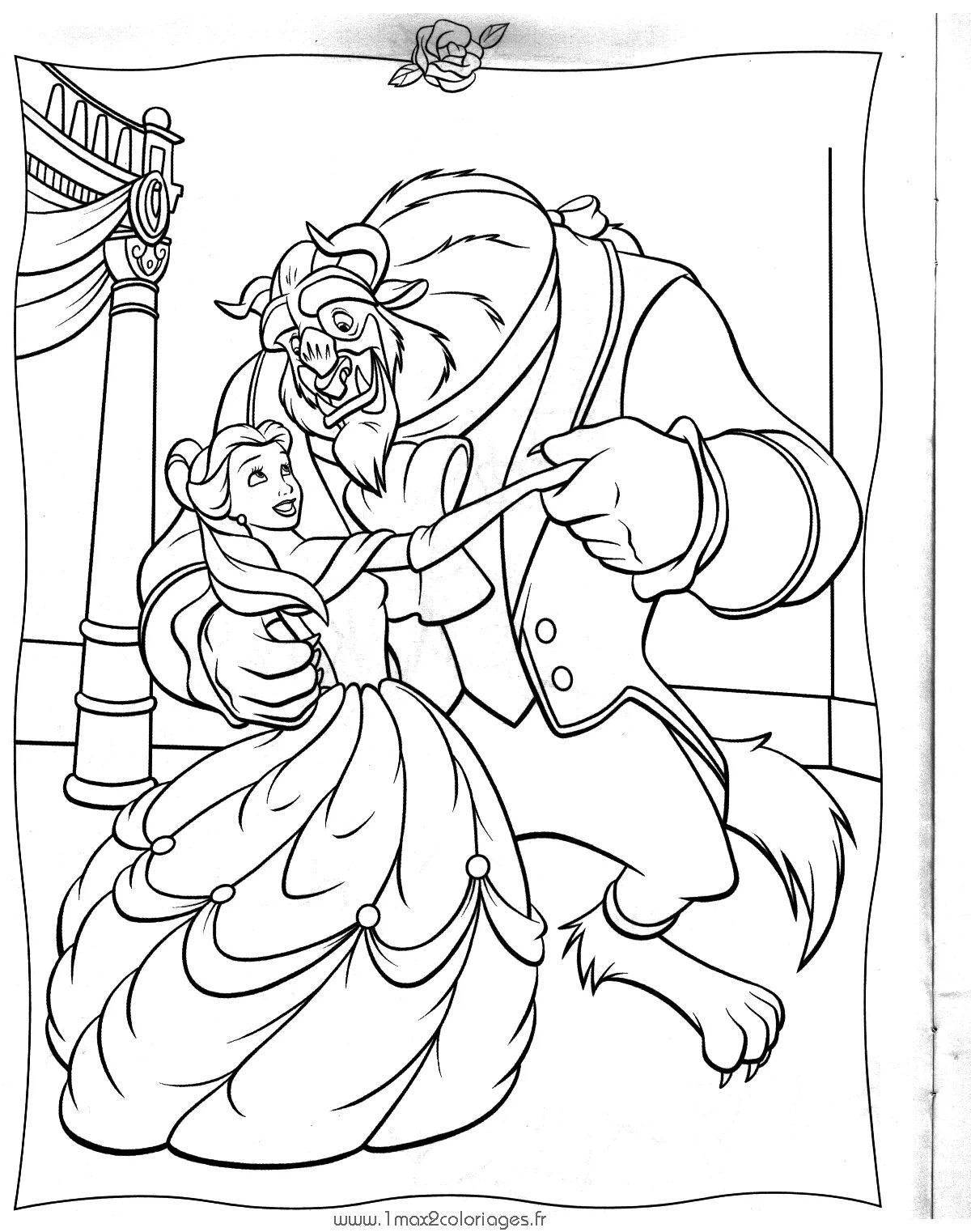 Bright beauty and the beast coloring pages for kids
