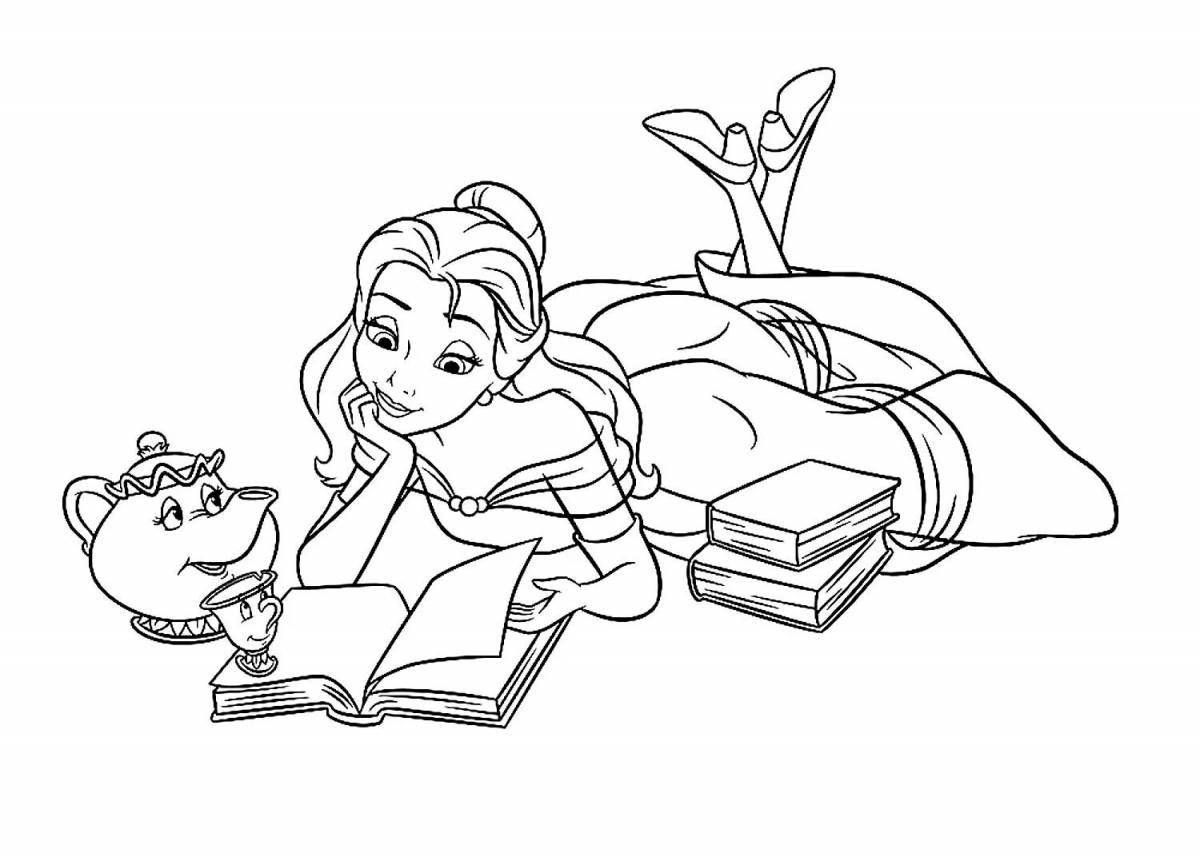Merry beauty and the beast coloring pages for kids