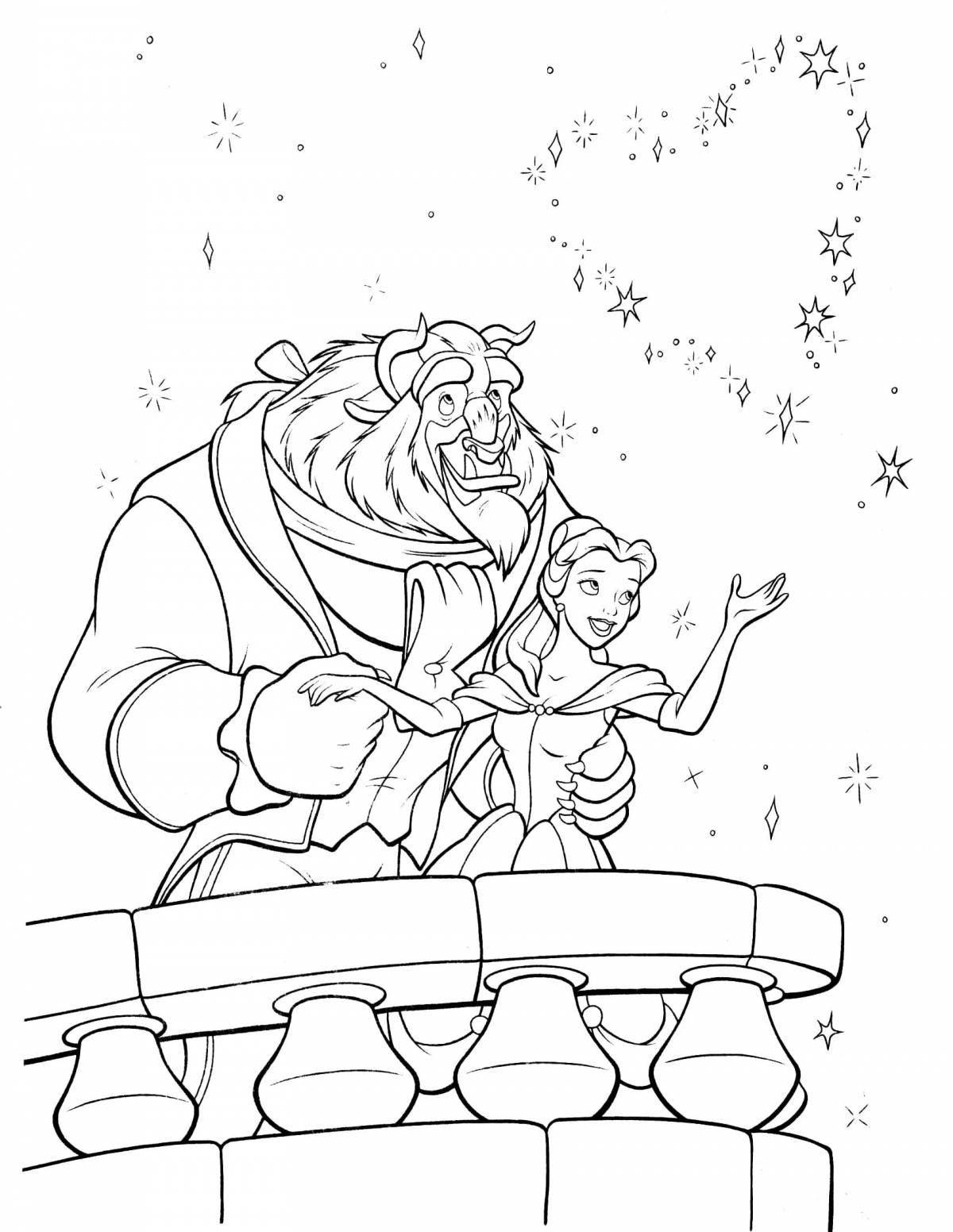 Living beauty and the beast coloring pages for kids