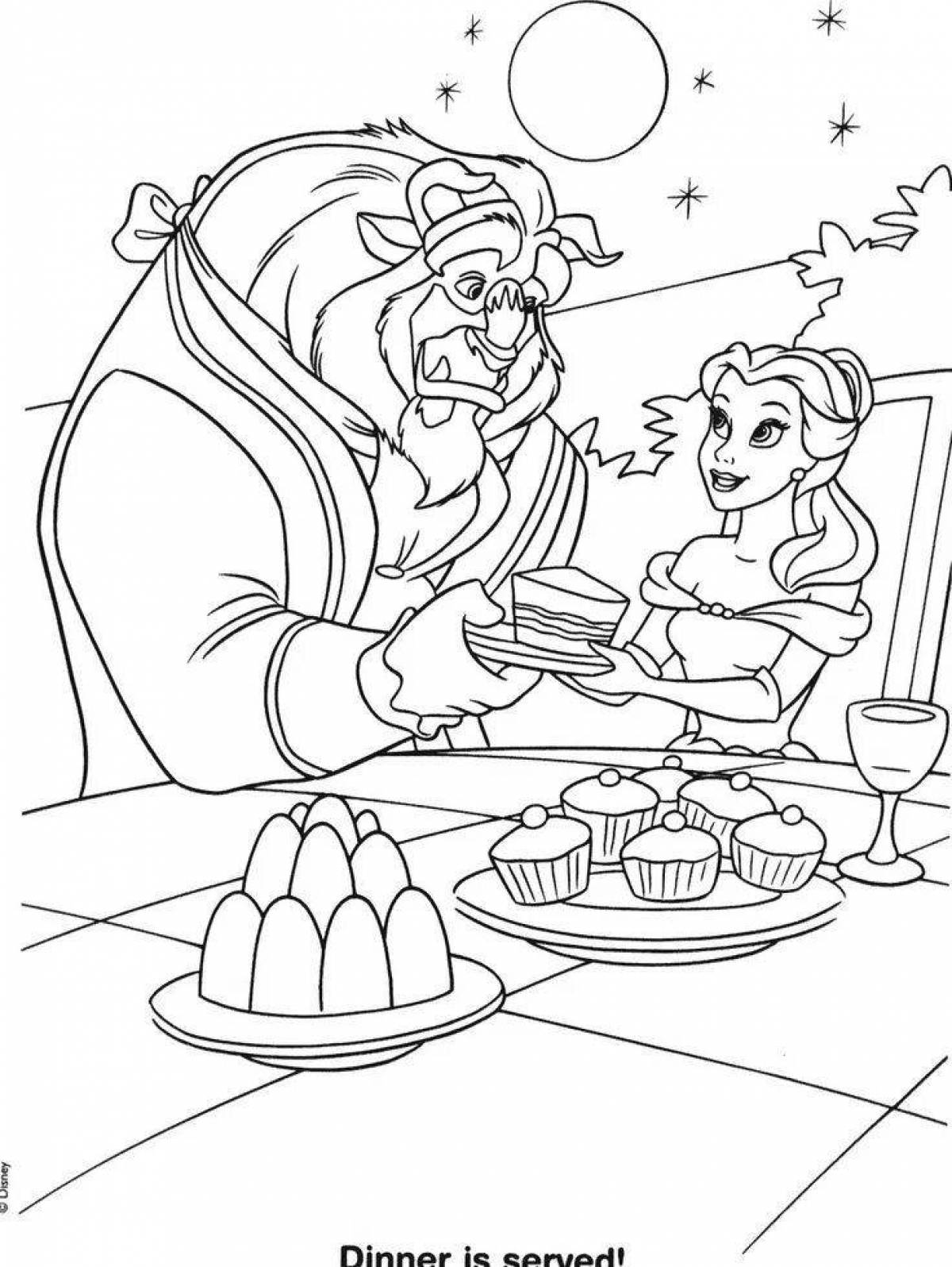 Bizarre beauty and the beast coloring pages for kids