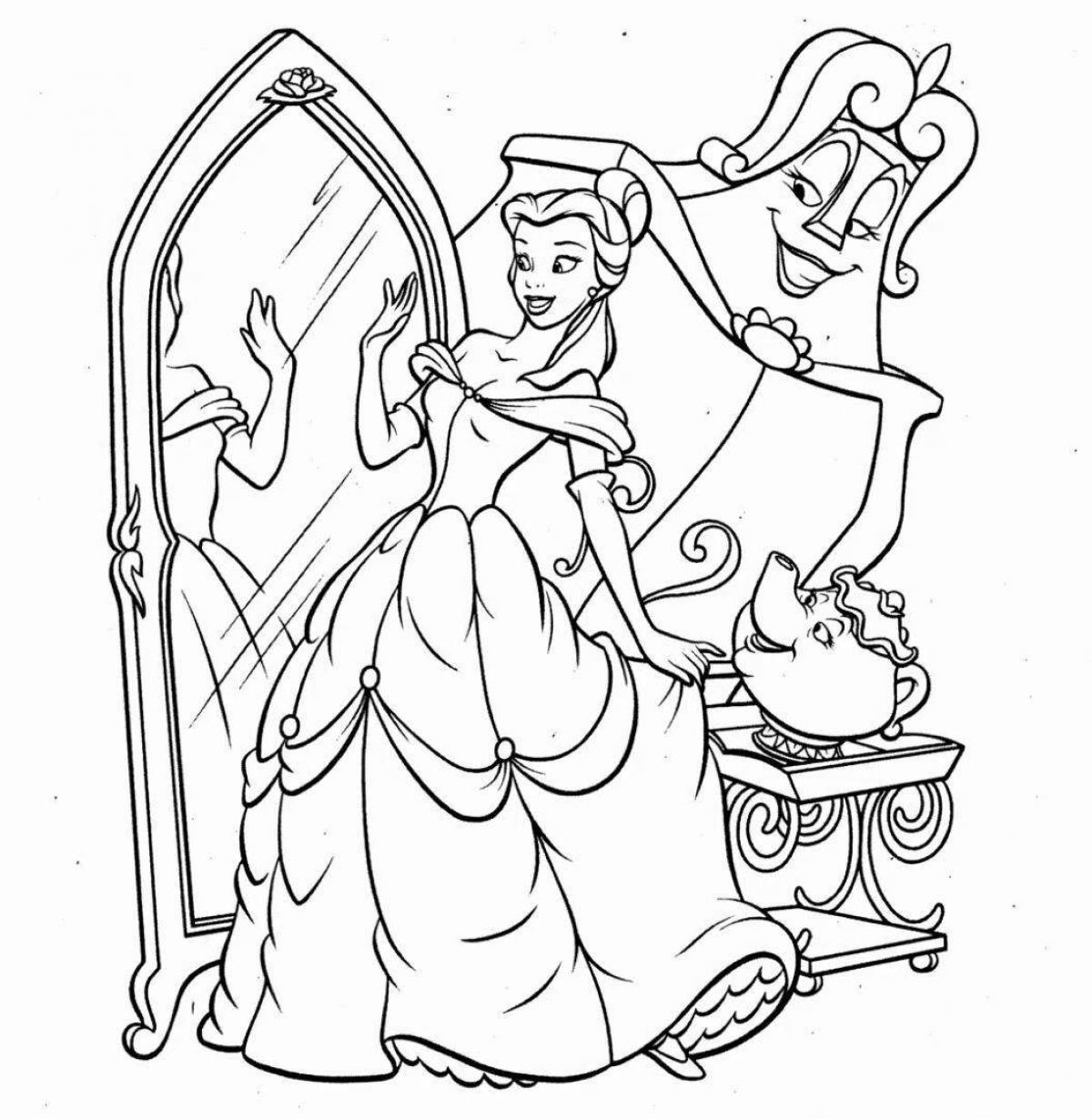 Exotic beauty and the beast coloring pages for kids