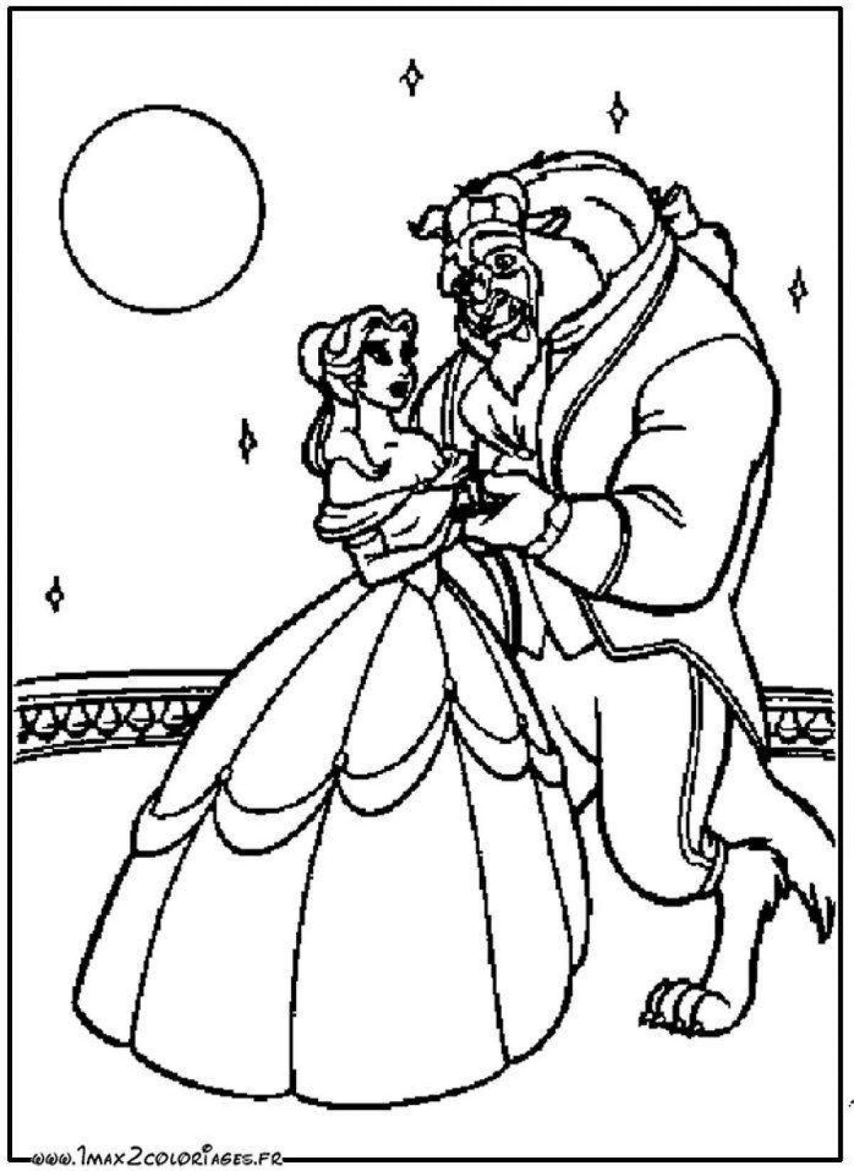 Beautiful beauty and the beast coloring book for kids