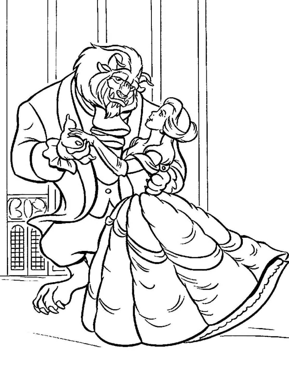 Beautiful beauty and the beast coloring pages for kids
