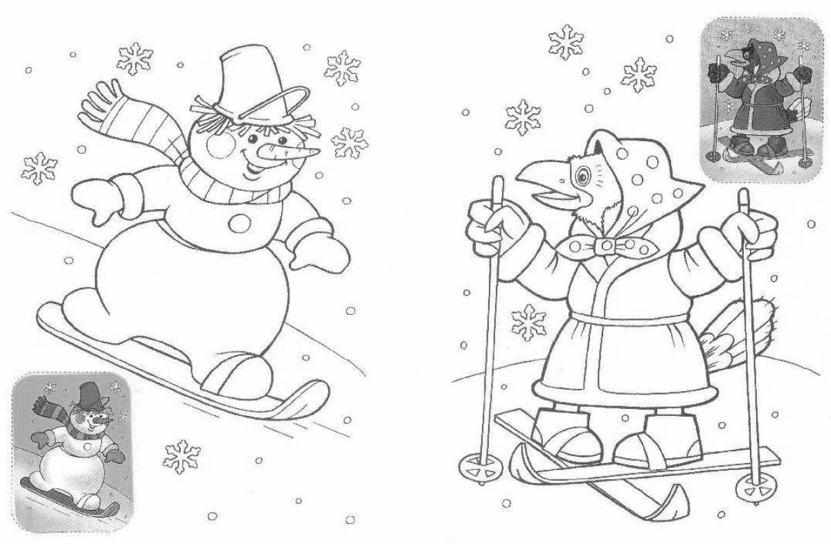 Whimsical winter coloring book for 6-7 year olds