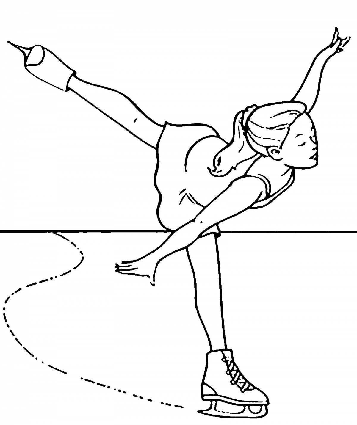 Картинка с девочкой на коньках для онлайн раскрашивания