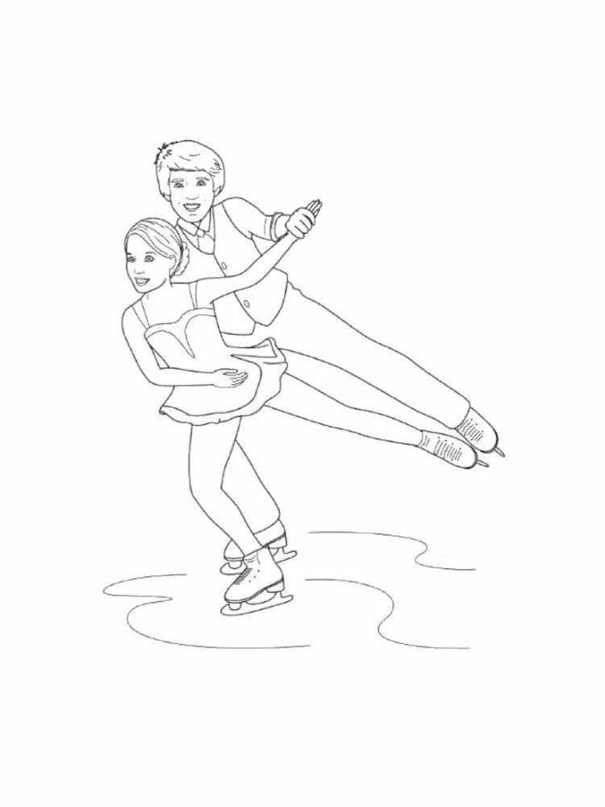 Amazing figure skater coloring page for kids
