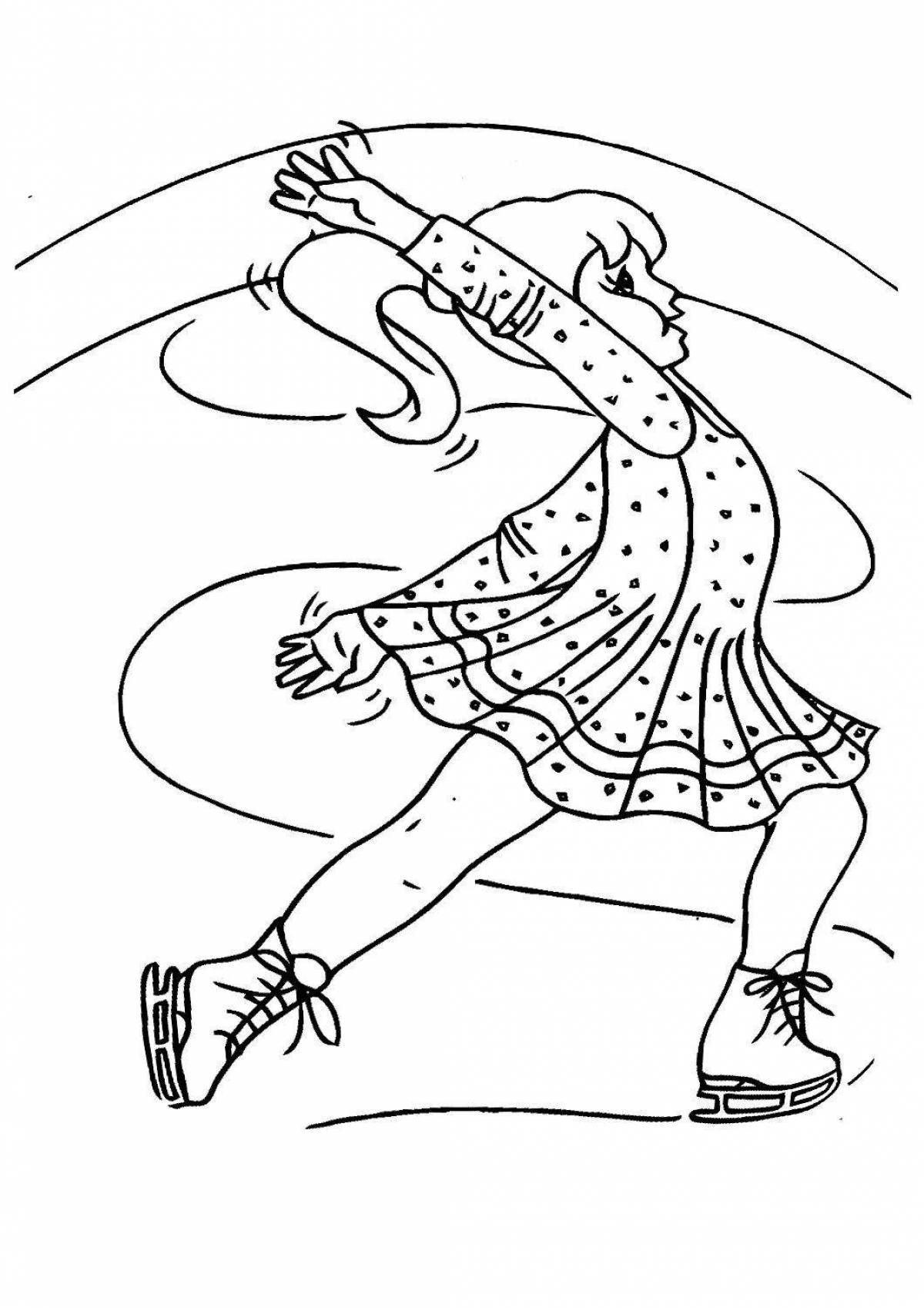 Exquisite figure skater coloring book for kids