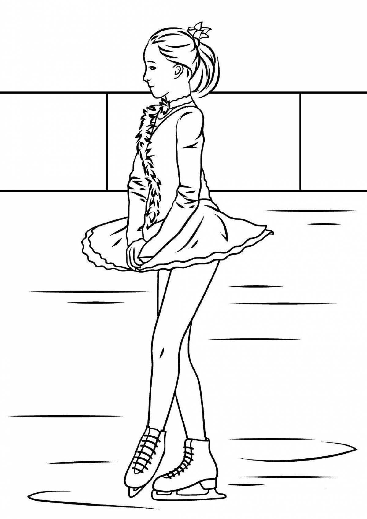 Fancy figure skater coloring pages for kids