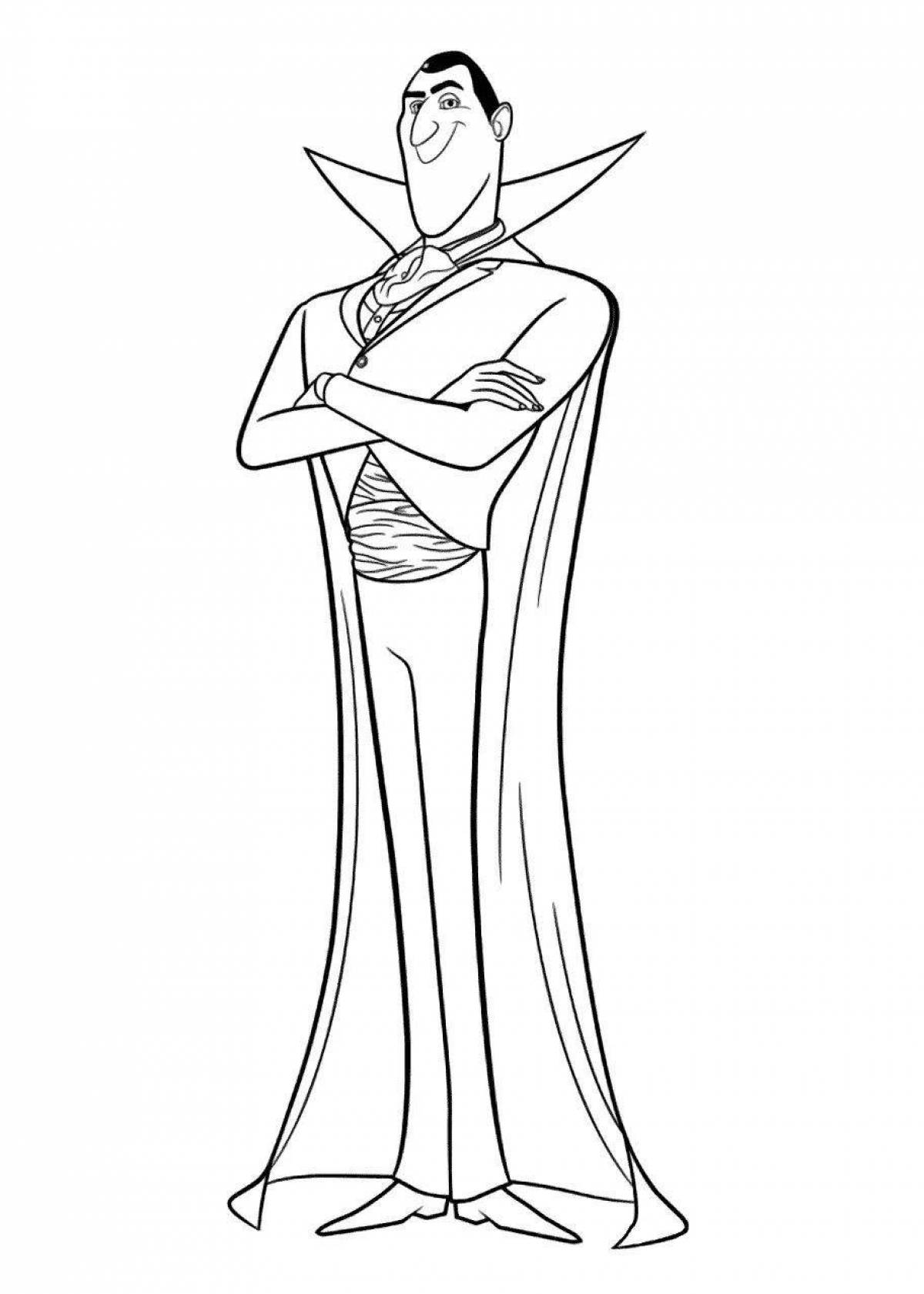 Frightening dracula coloring page