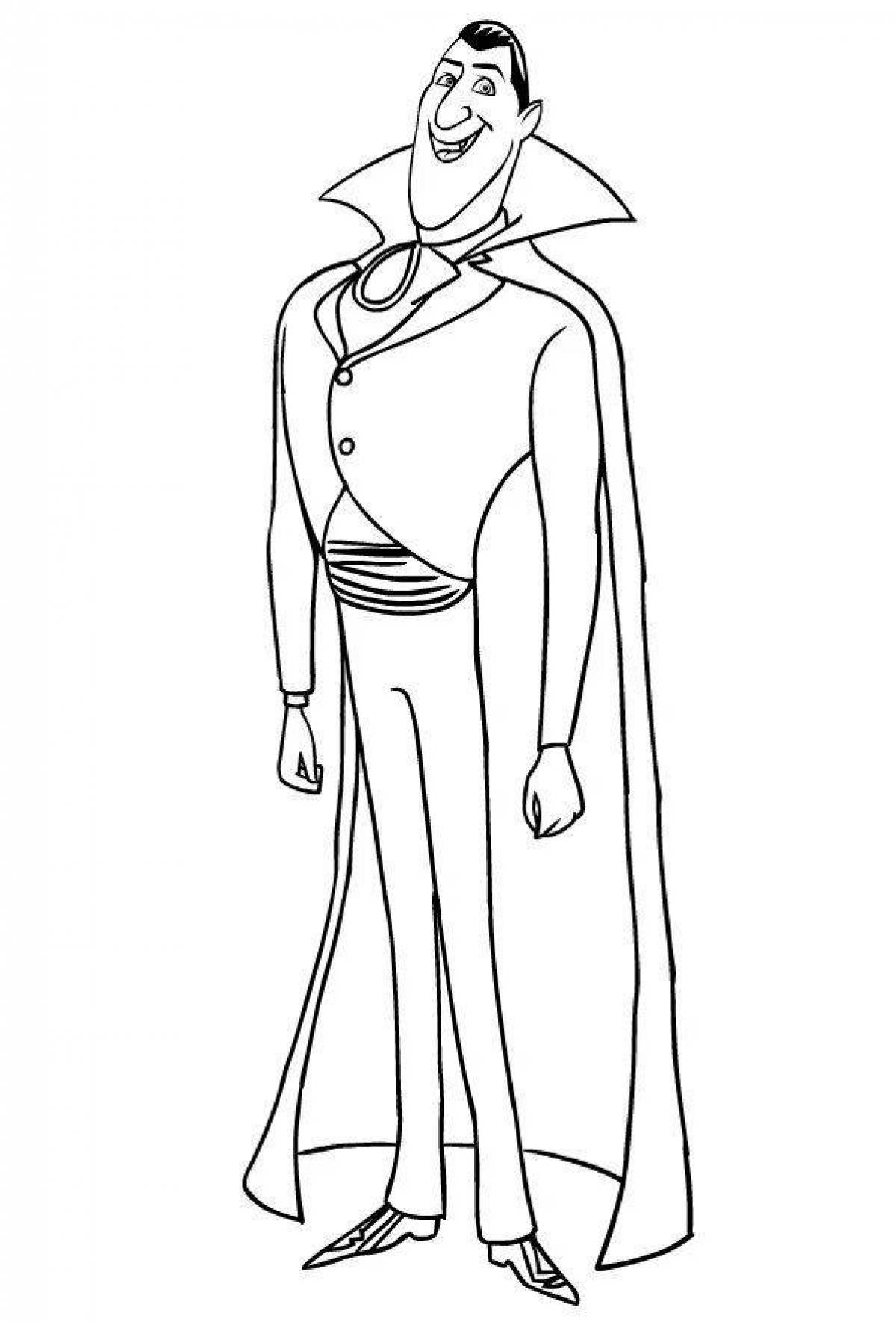 Chilling dracula coloring page