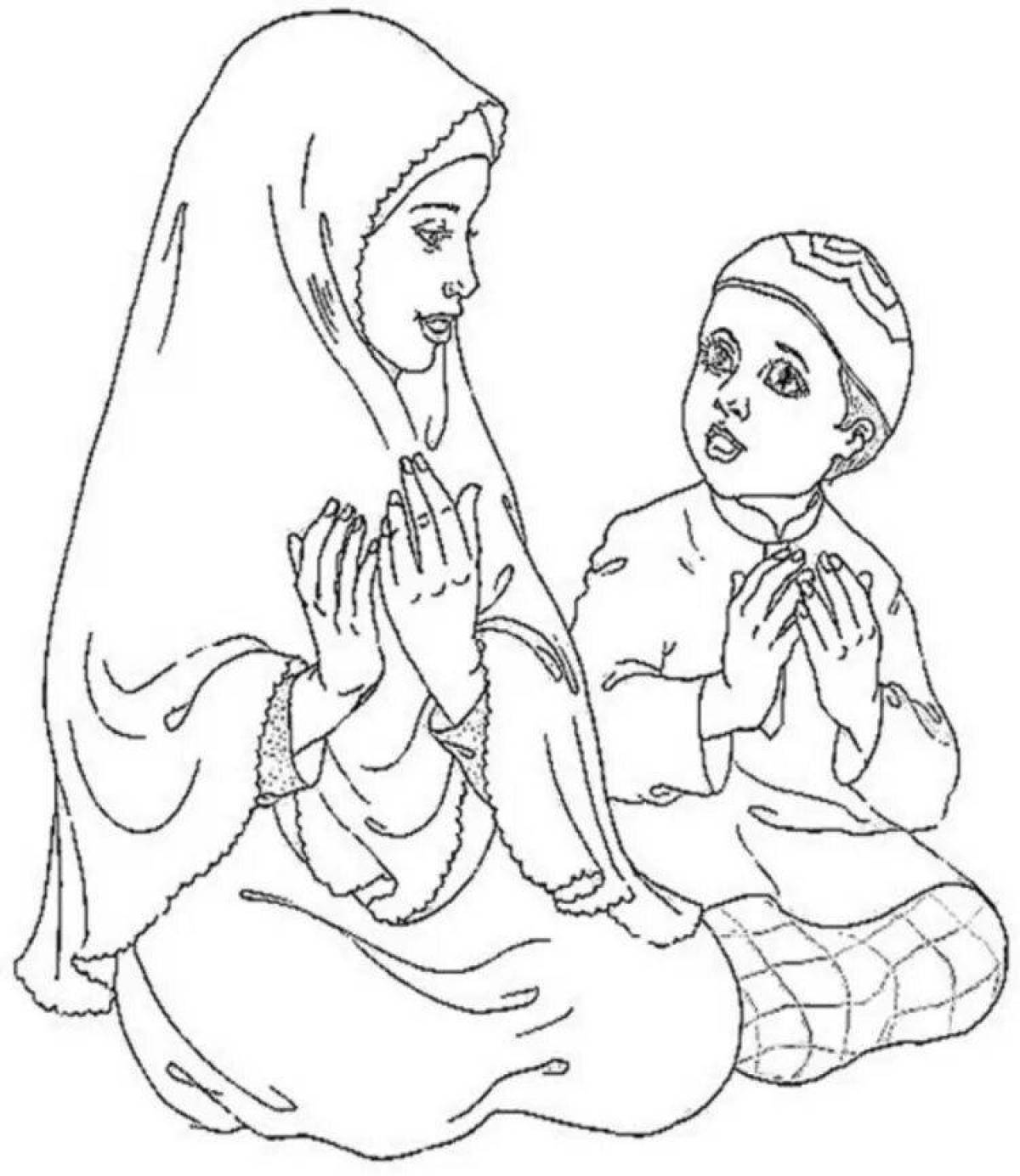 Coloring book calm muslim