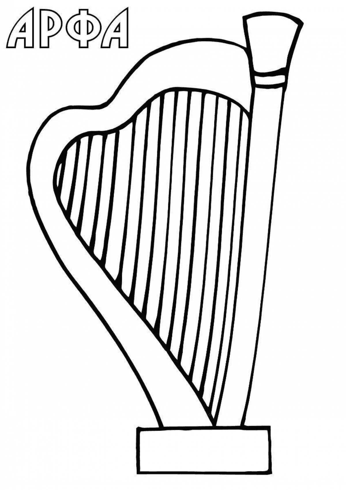 Coloring page joyful harp