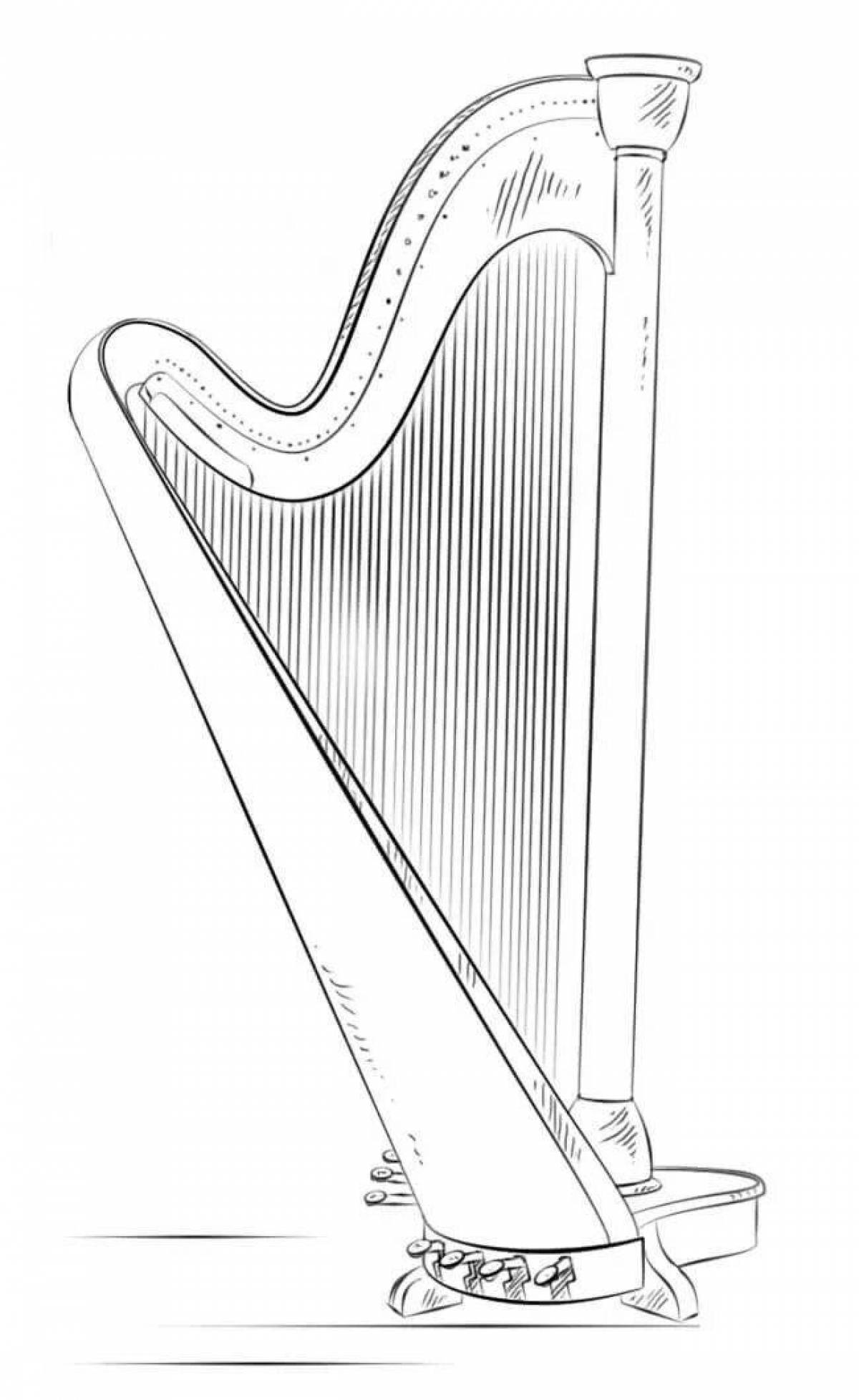Coloring page magnificent harp