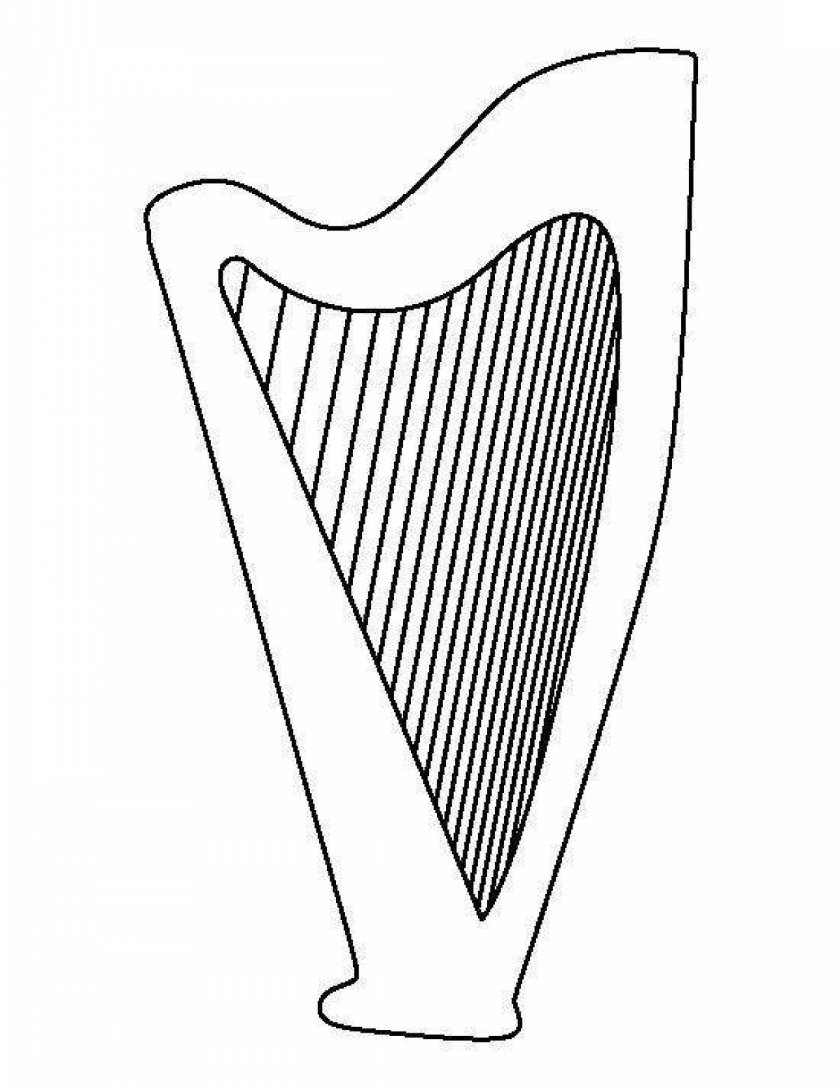 Glittering harp coloring page