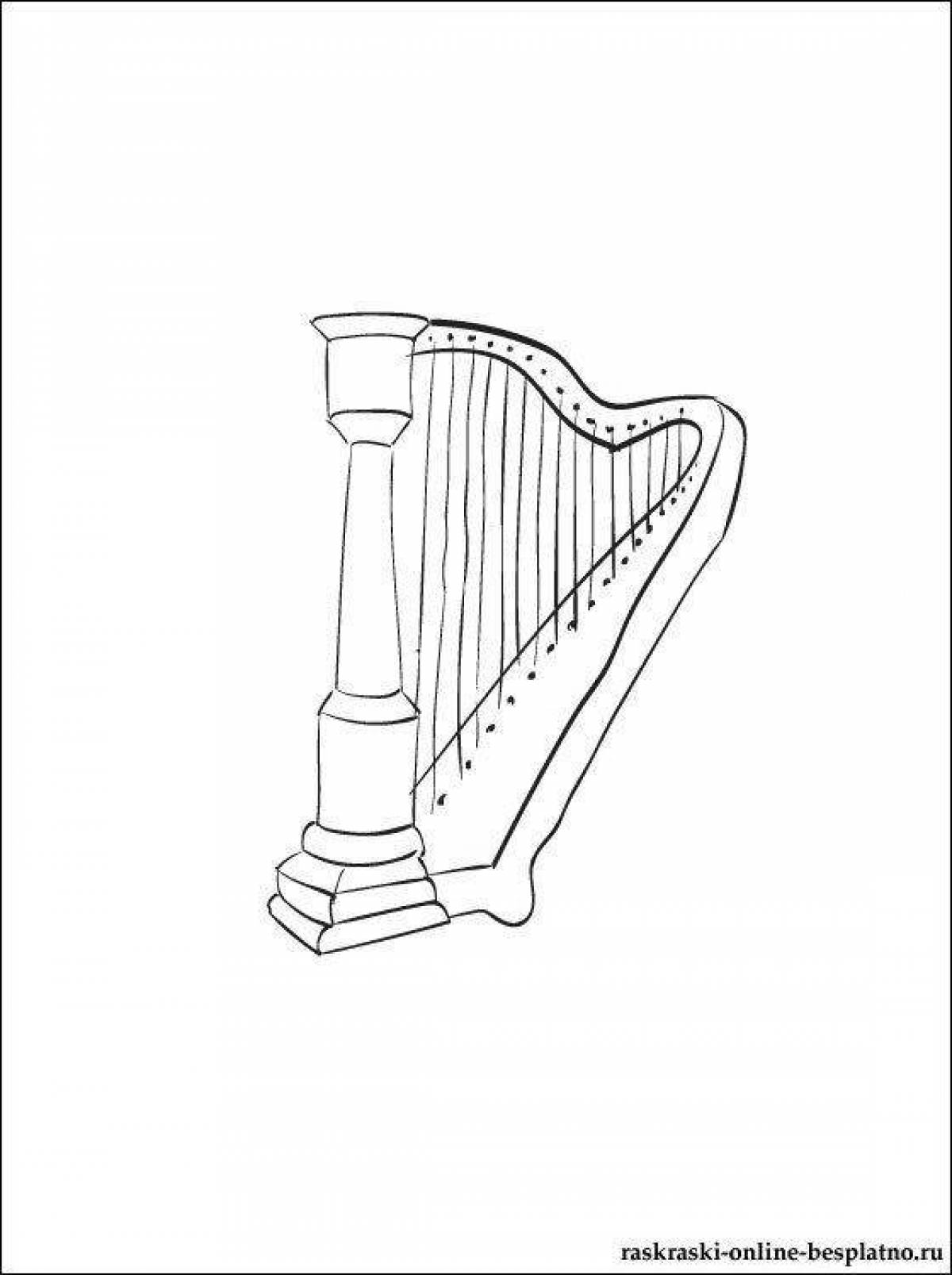 Coloring page elegant harp