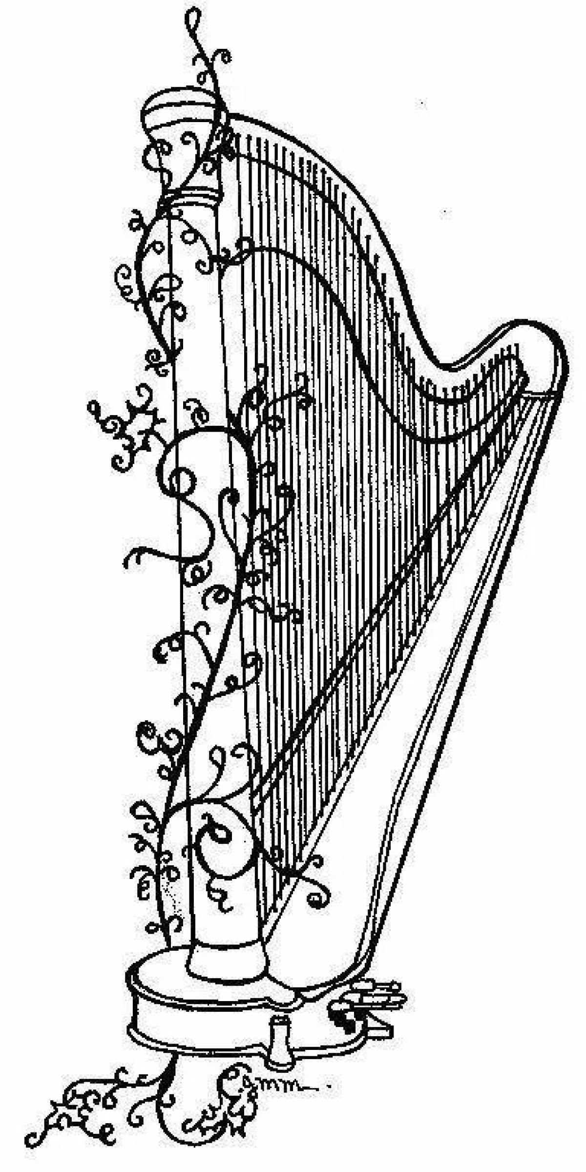 Coloring page graceful harp