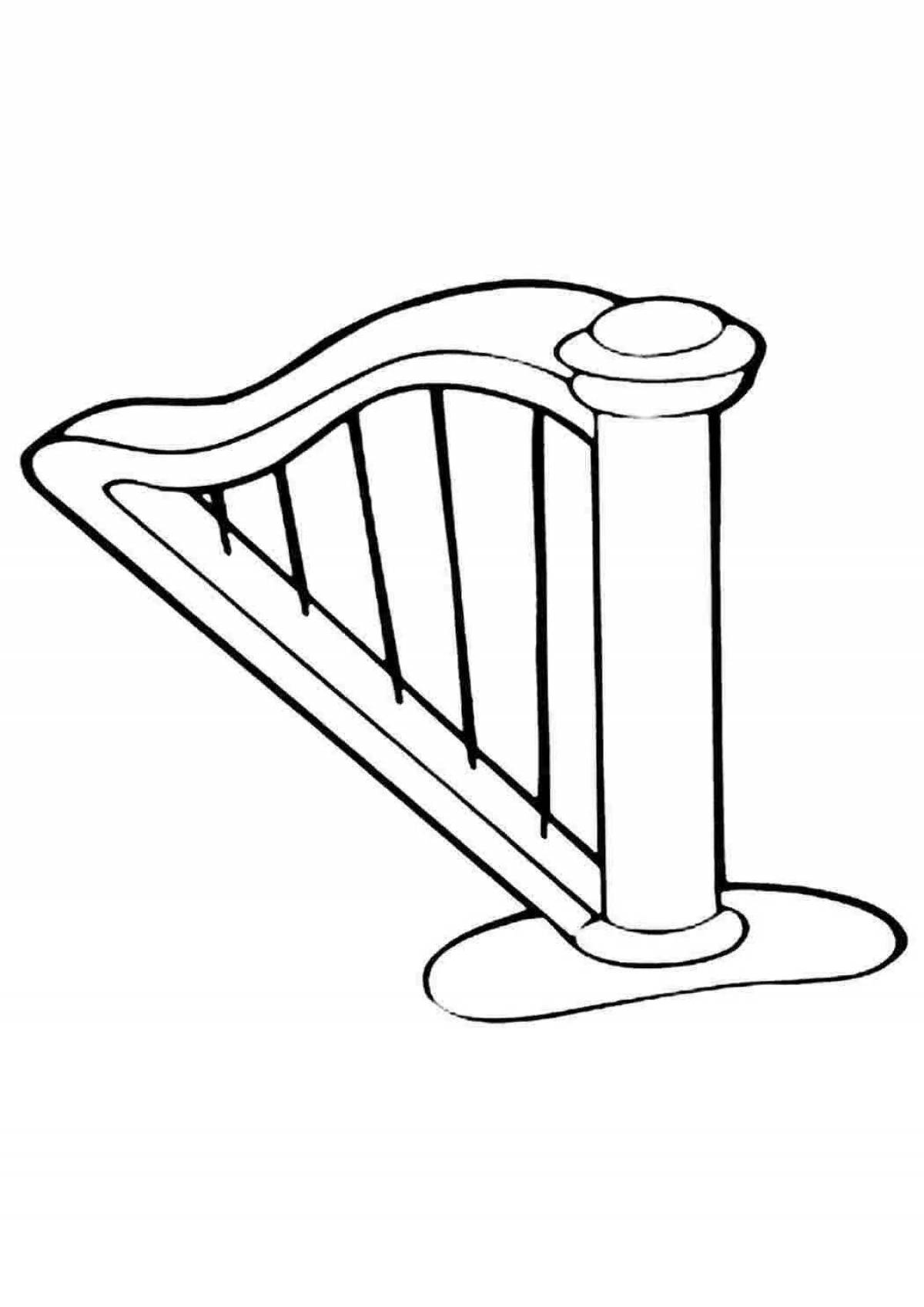 Fancy harp coloring page