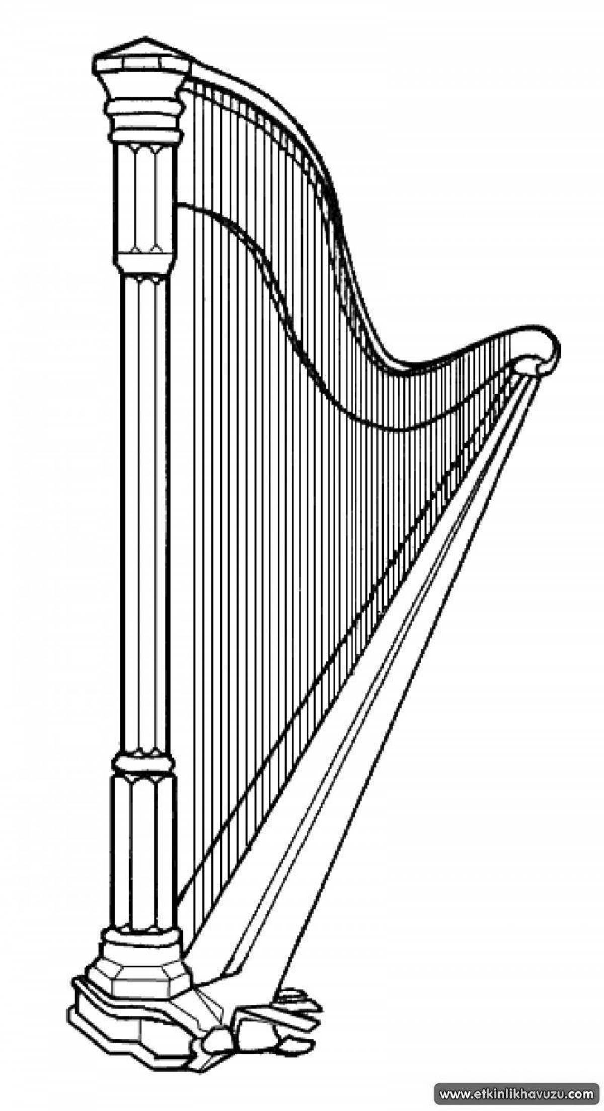 Exotic harp coloring page