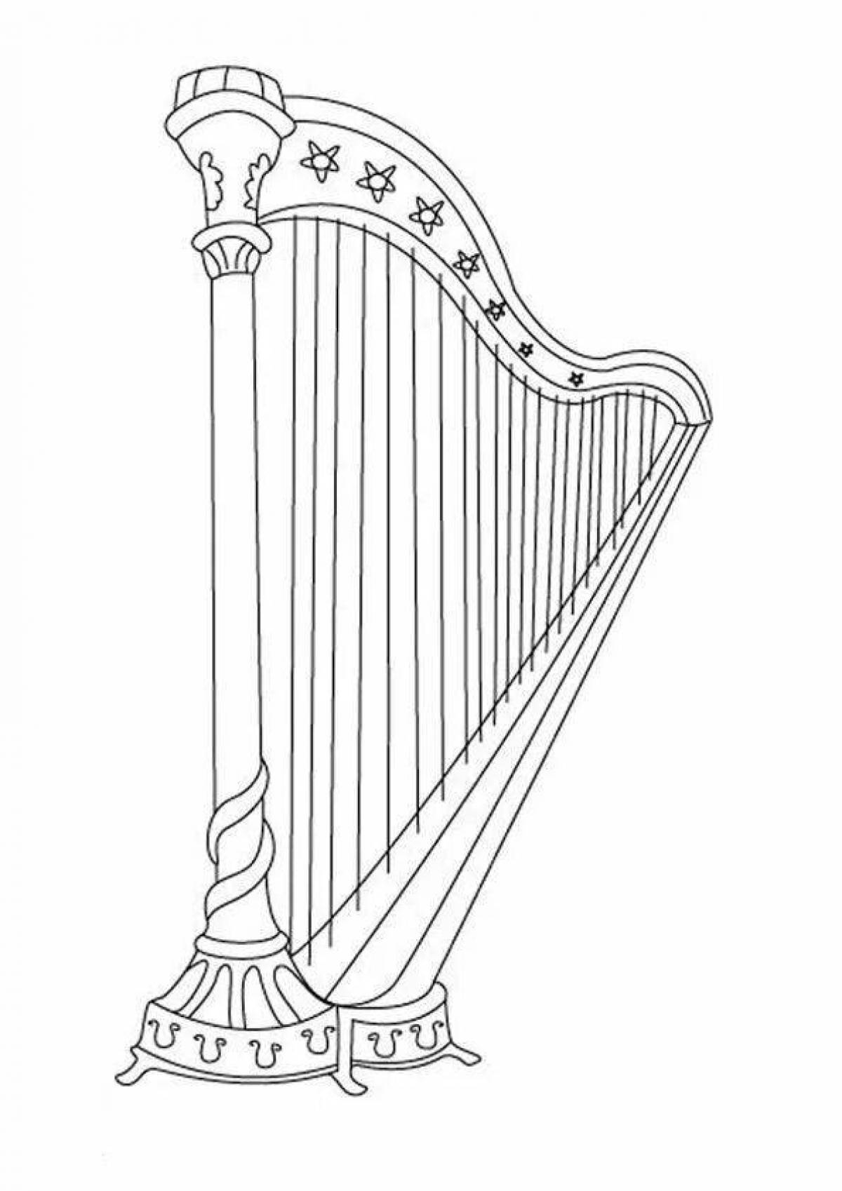 Coloring book charming harp