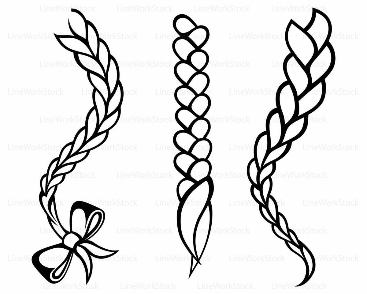 Colorful braid coloring page