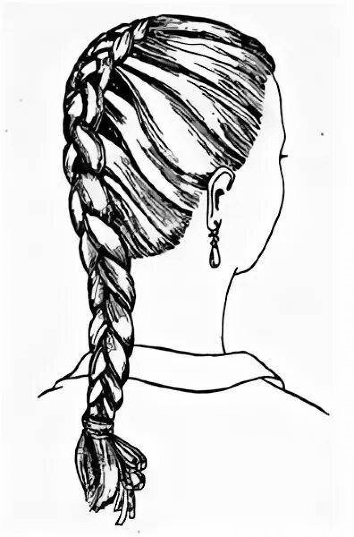 Detailed braid coloring page