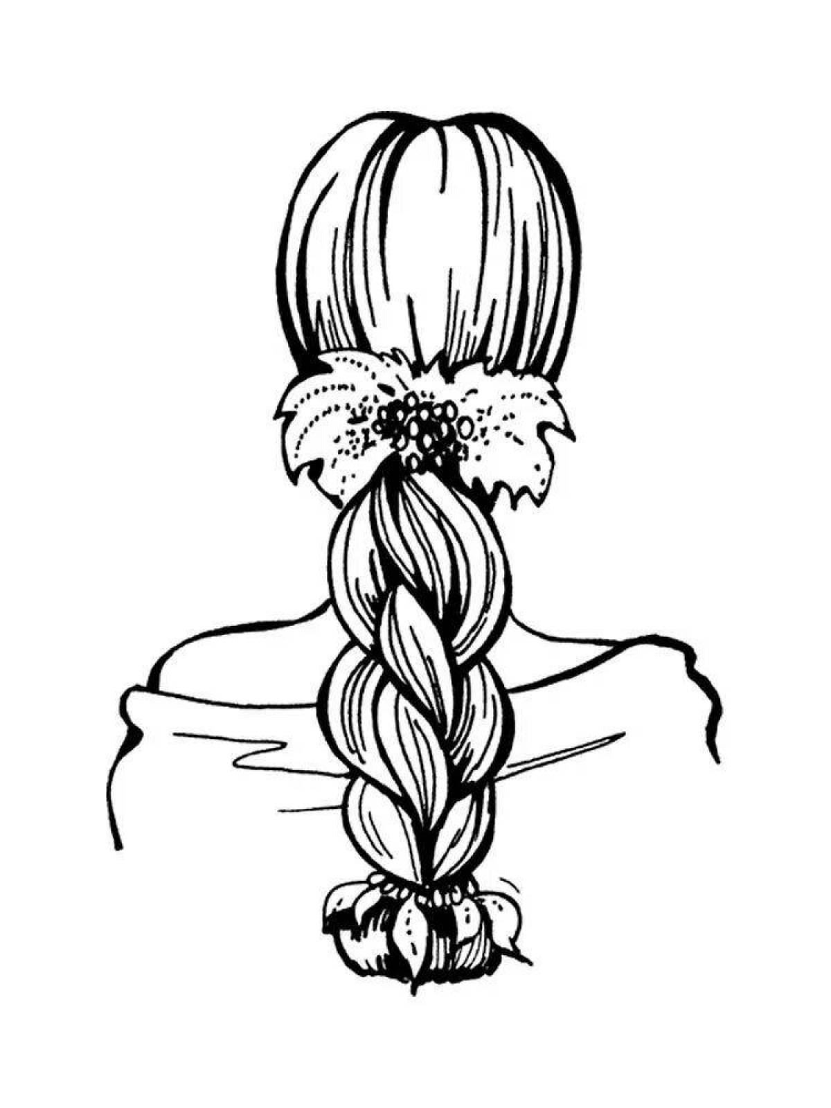 Playful braid coloring page